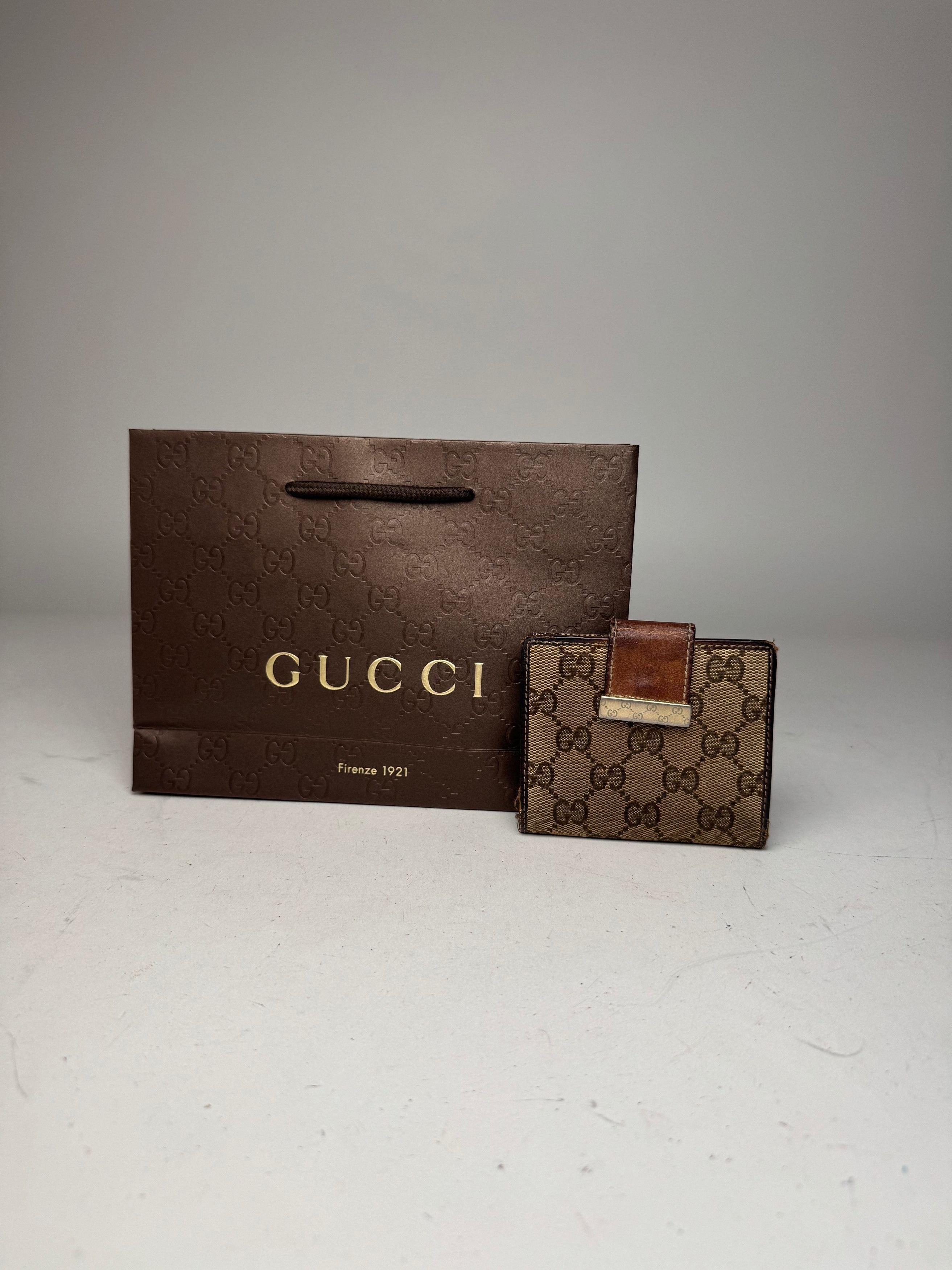 Gucci Vintage Monogram Wallet Brown Gold Size ONE SIZE - 9 Thumbnail