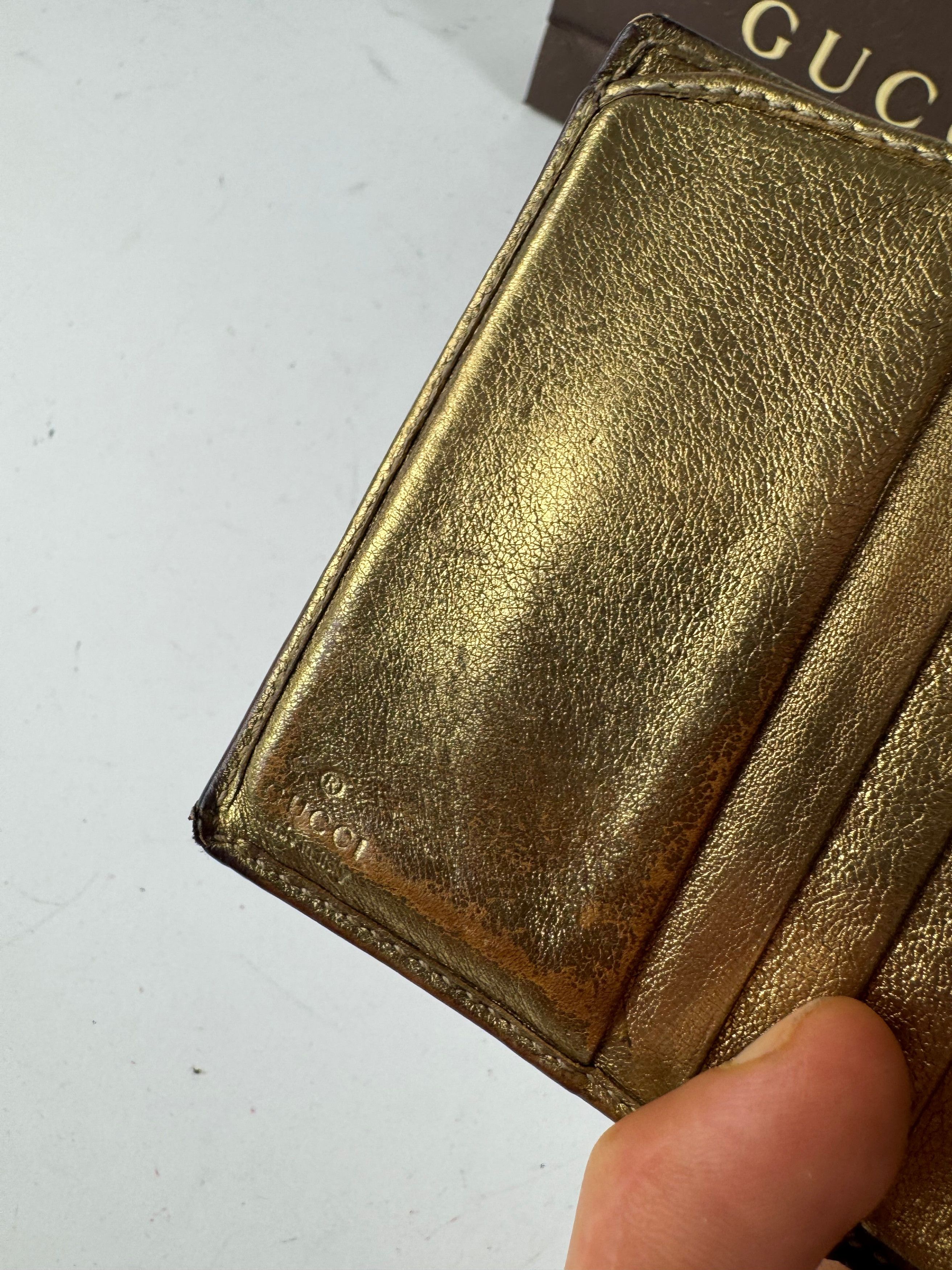 Gucci Vintage Monogram Wallet Brown Gold Size ONE SIZE - 4 Thumbnail