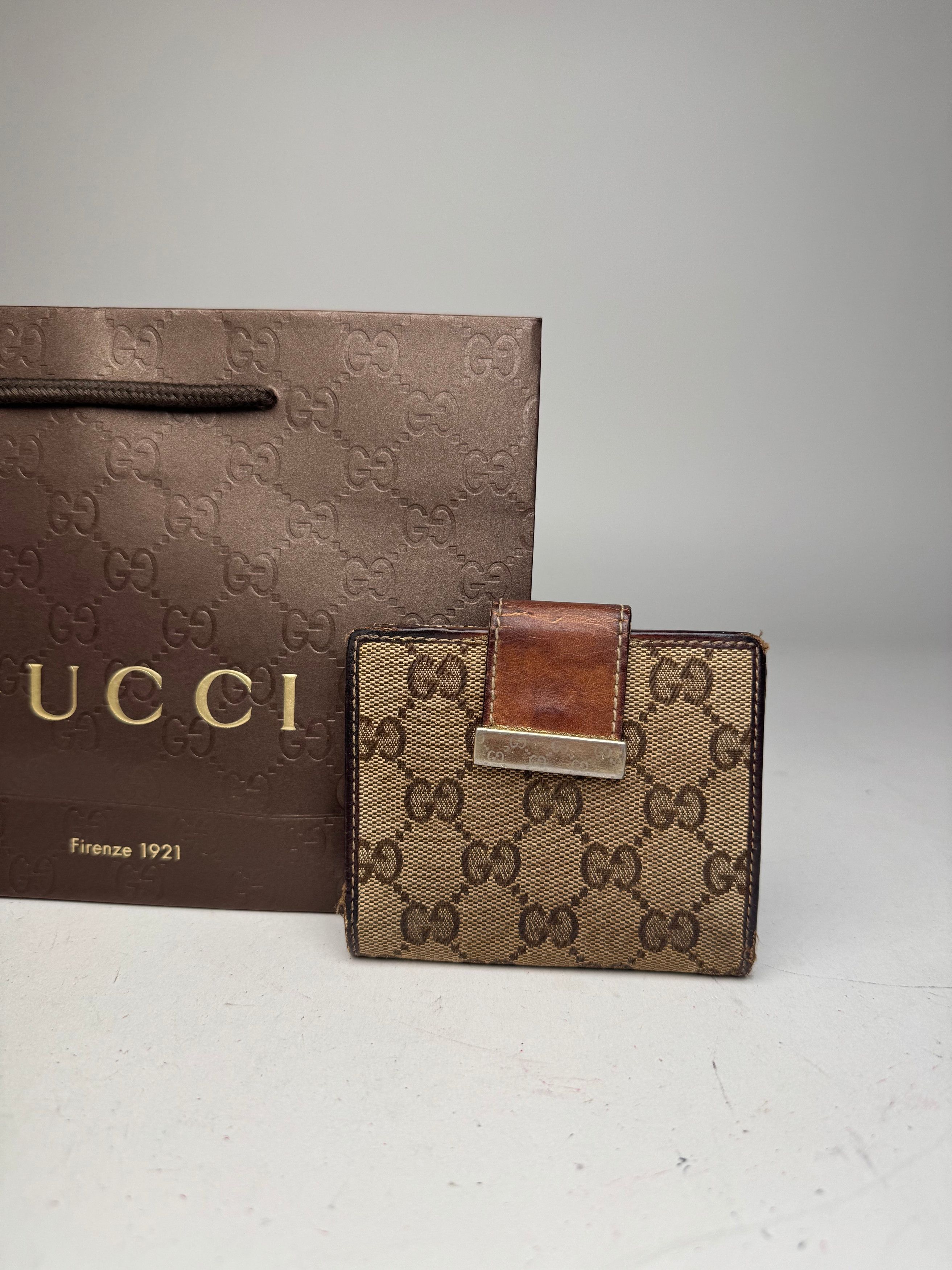 Gucci Vintage Monogram Wallet Brown Gold Size ONE SIZE - 5 Thumbnail