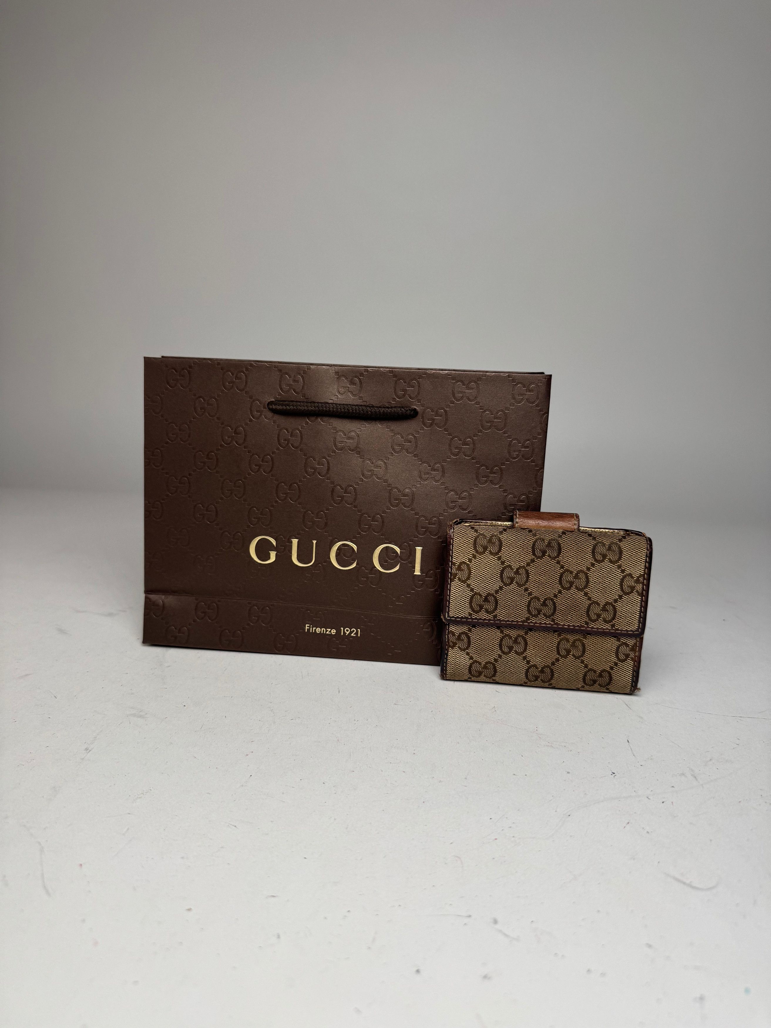 Gucci Vintage Monogram Wallet Brown Gold Size ONE SIZE - 2 Thumbnail