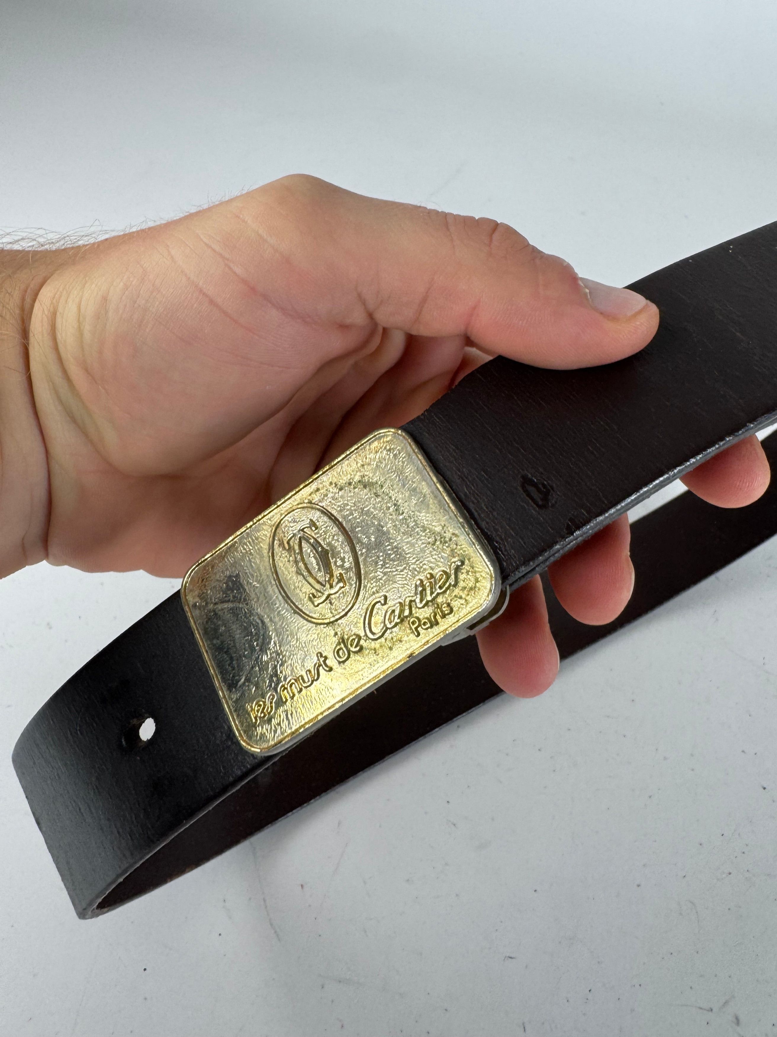 Cartier Vintage Leather Belt Brown Size ONE SIZE - 3 Thumbnail