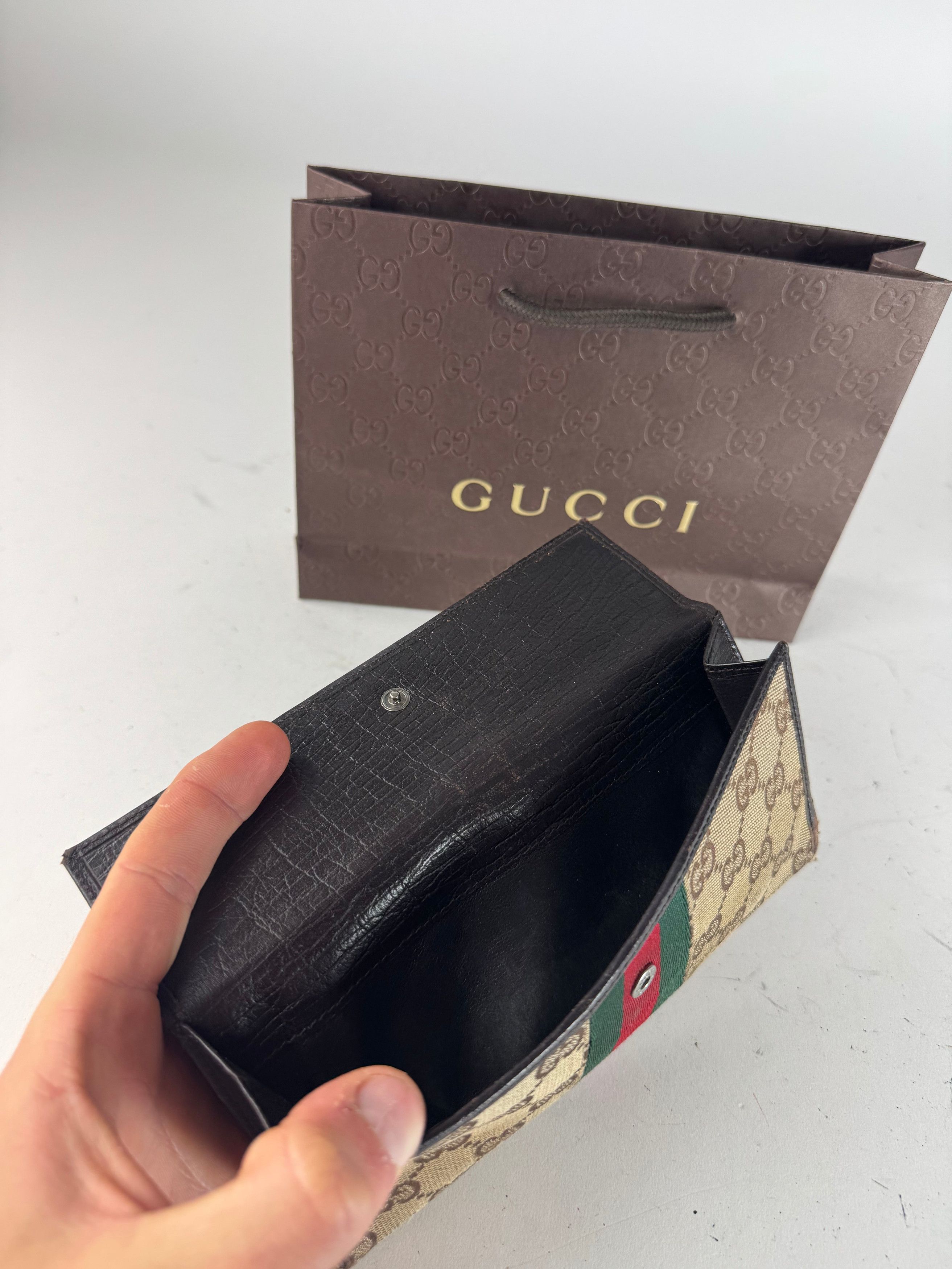 Gucci Vintage Jackie Monogram Leather Long Wallet Beige Brown Size ONE SIZE - 3 Thumbnail