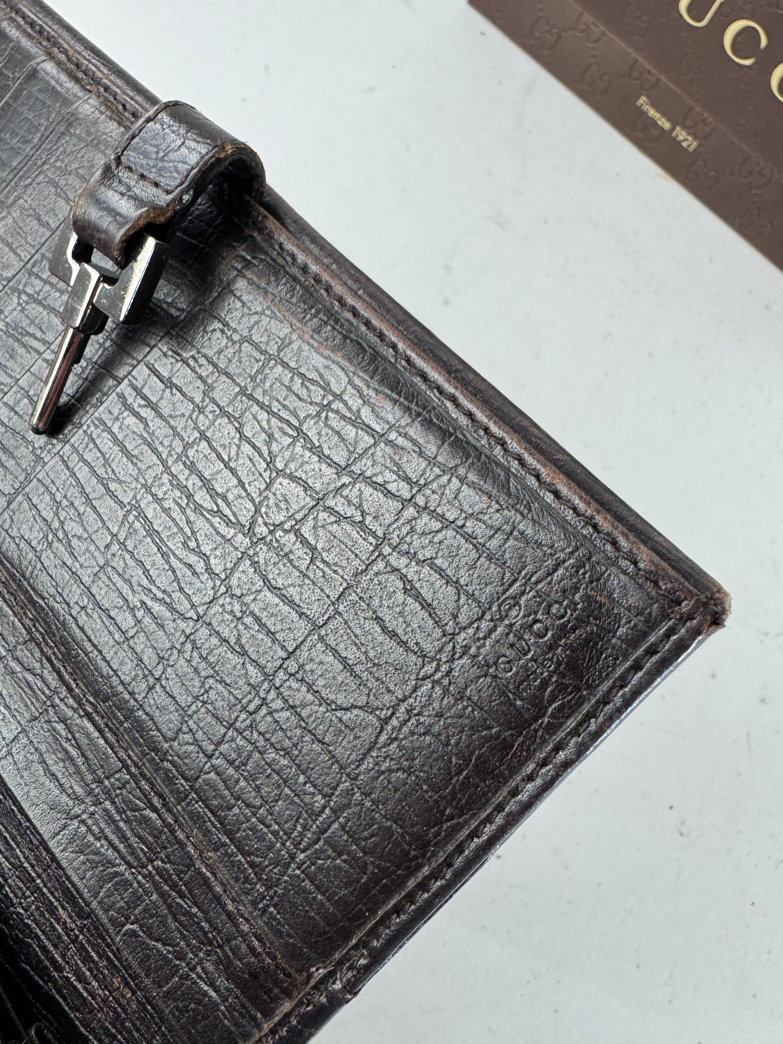 Gucci Vintage Jackie Monogram Leather Long Wallet Beige Brown Size ONE SIZE - 5 Thumbnail