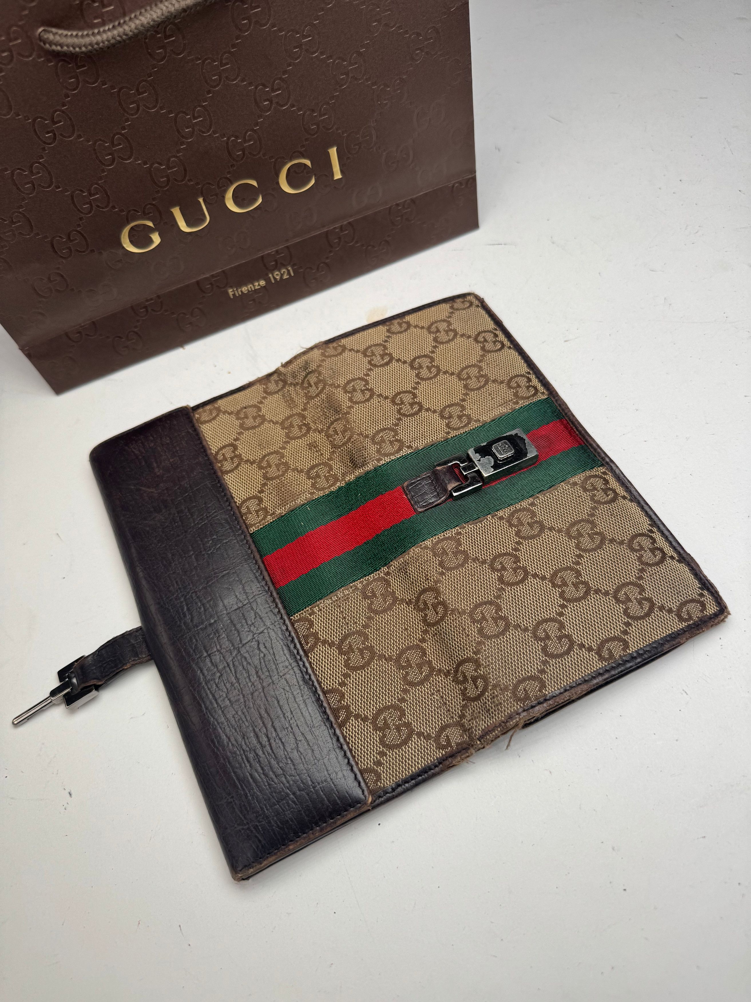 Gucci Vintage Jackie Monogram Leather Long Wallet Beige Brown Size ONE SIZE - 7 Thumbnail