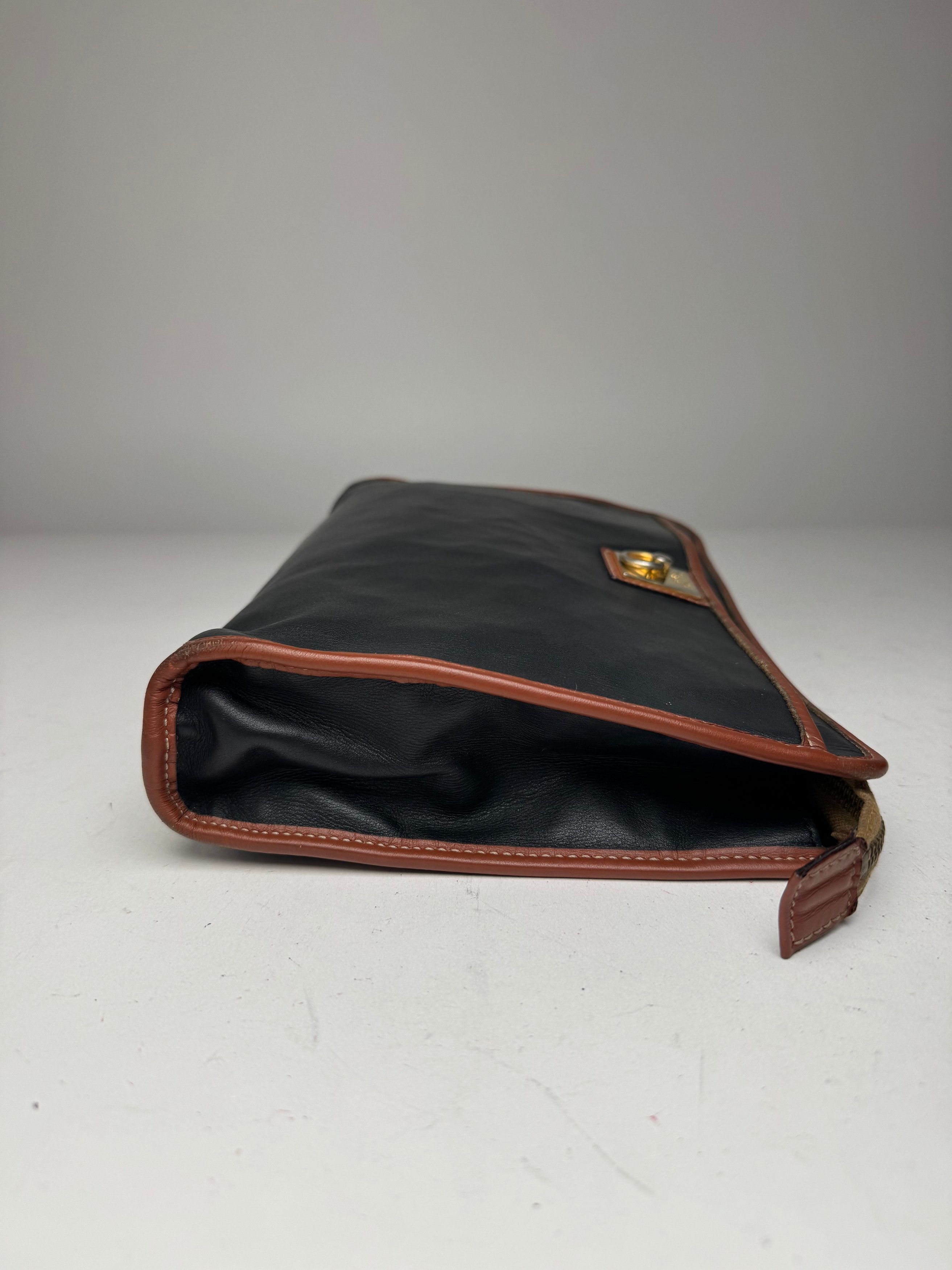 Celine Vintage Leather Clutch Black Brown Size ONE SIZE - 8 Thumbnail