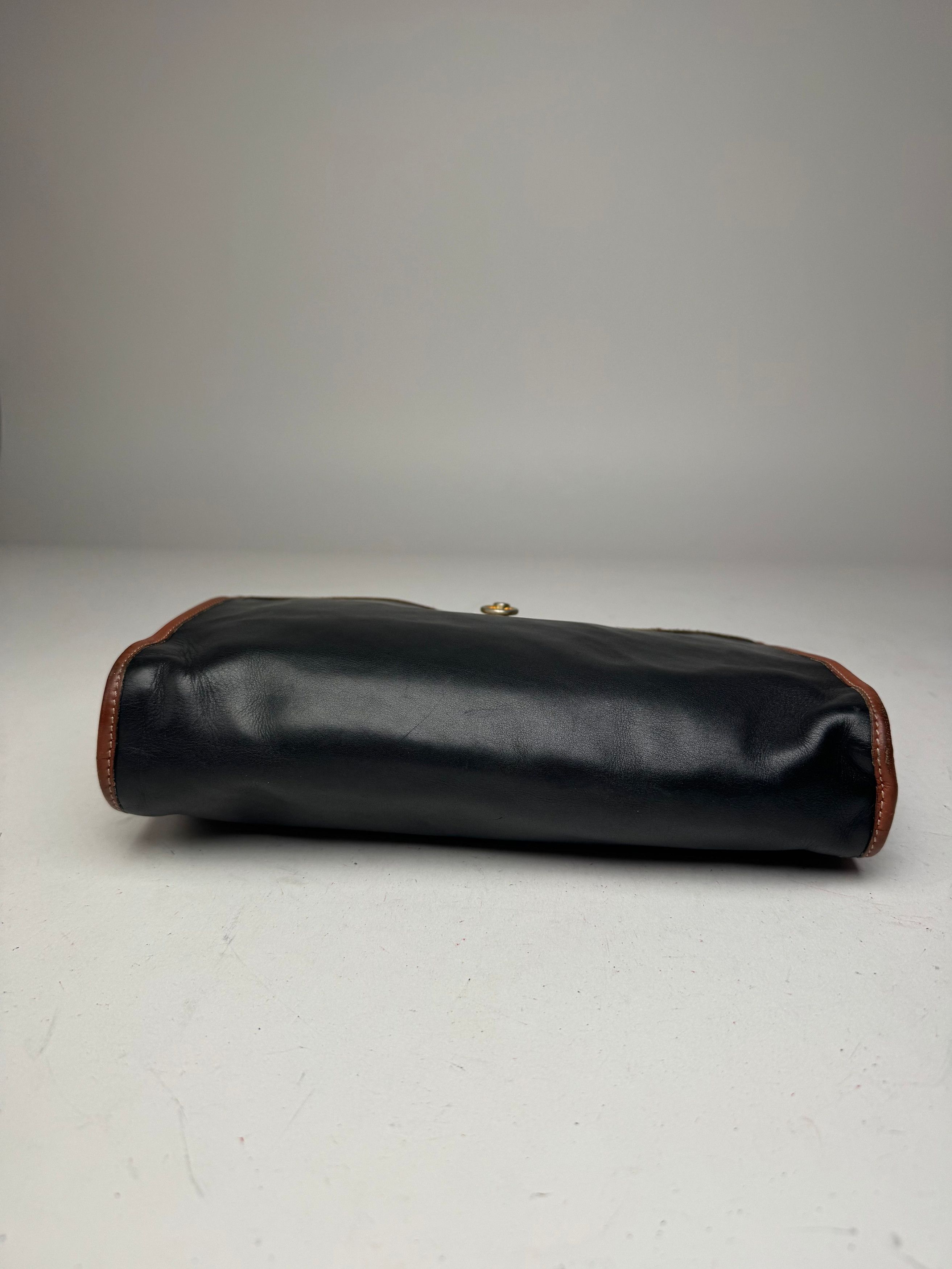 Celine Vintage Leather Clutch Black Brown Size ONE SIZE - 7 Thumbnail