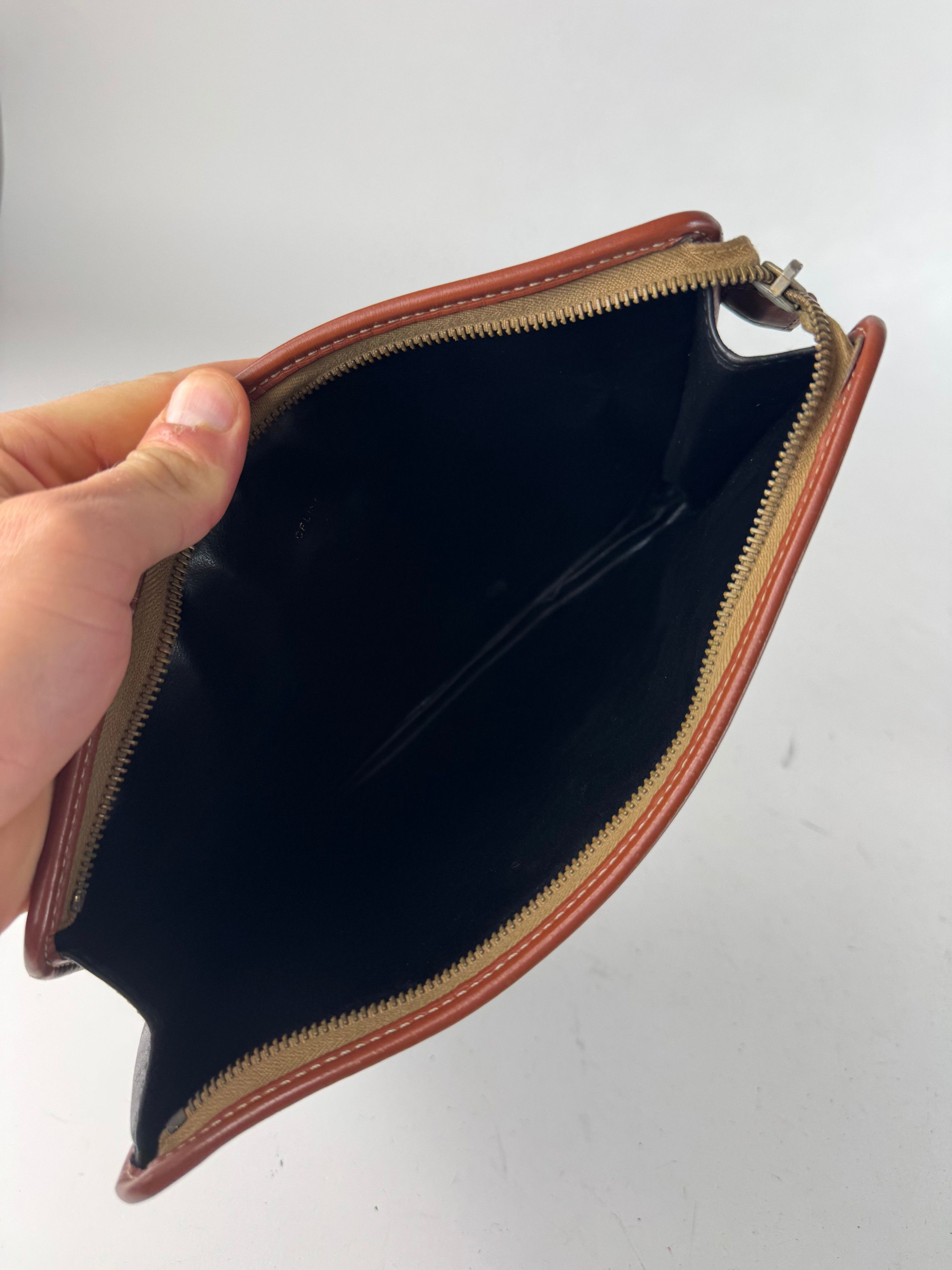 Celine Vintage Leather Clutch Black Brown Size ONE SIZE - 3 Thumbnail