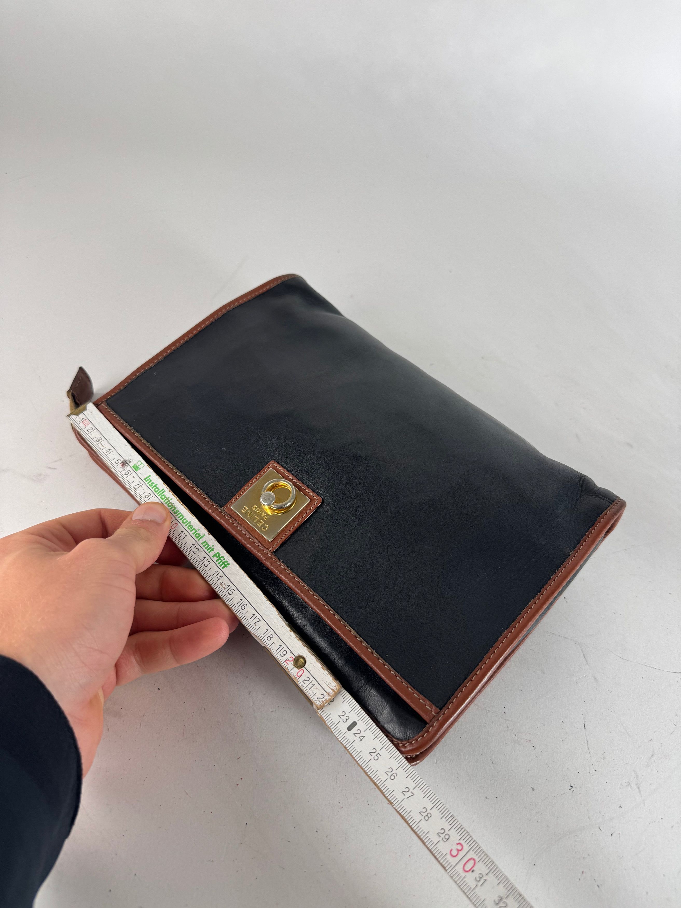 Celine Vintage Leather Clutch Black Brown Size ONE SIZE - 9 Thumbnail