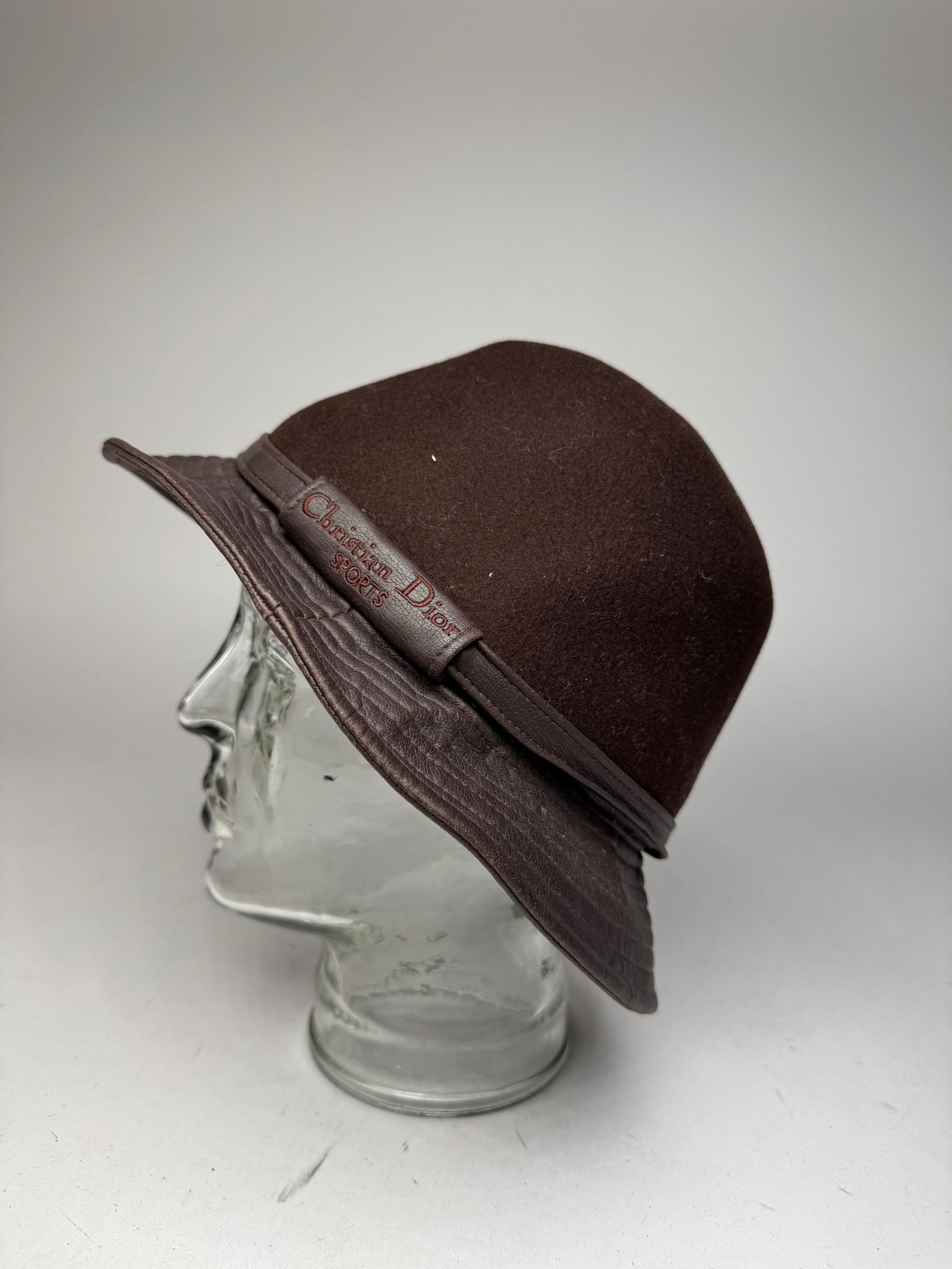 Dior Vintage Leather Wool Hat Brown Size ONE SIZE - 7 Thumbnail