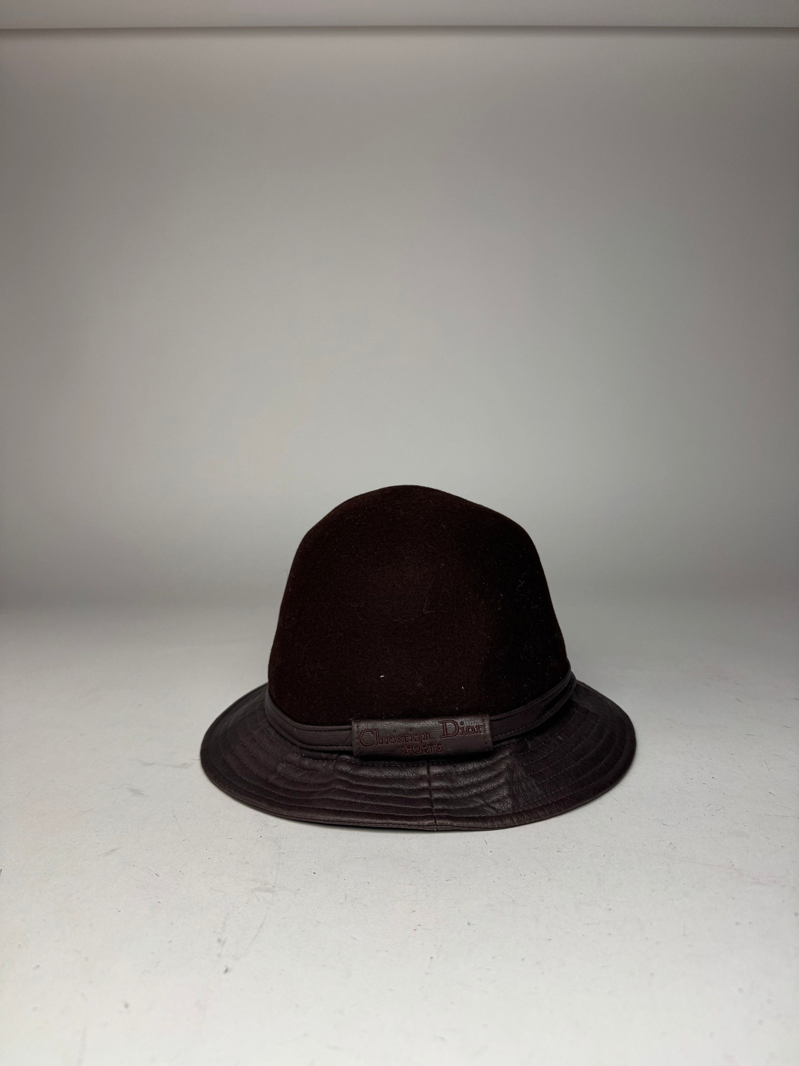 Dior Vintage Leather Wool Hat Brown Size ONE SIZE - 2 Thumbnail