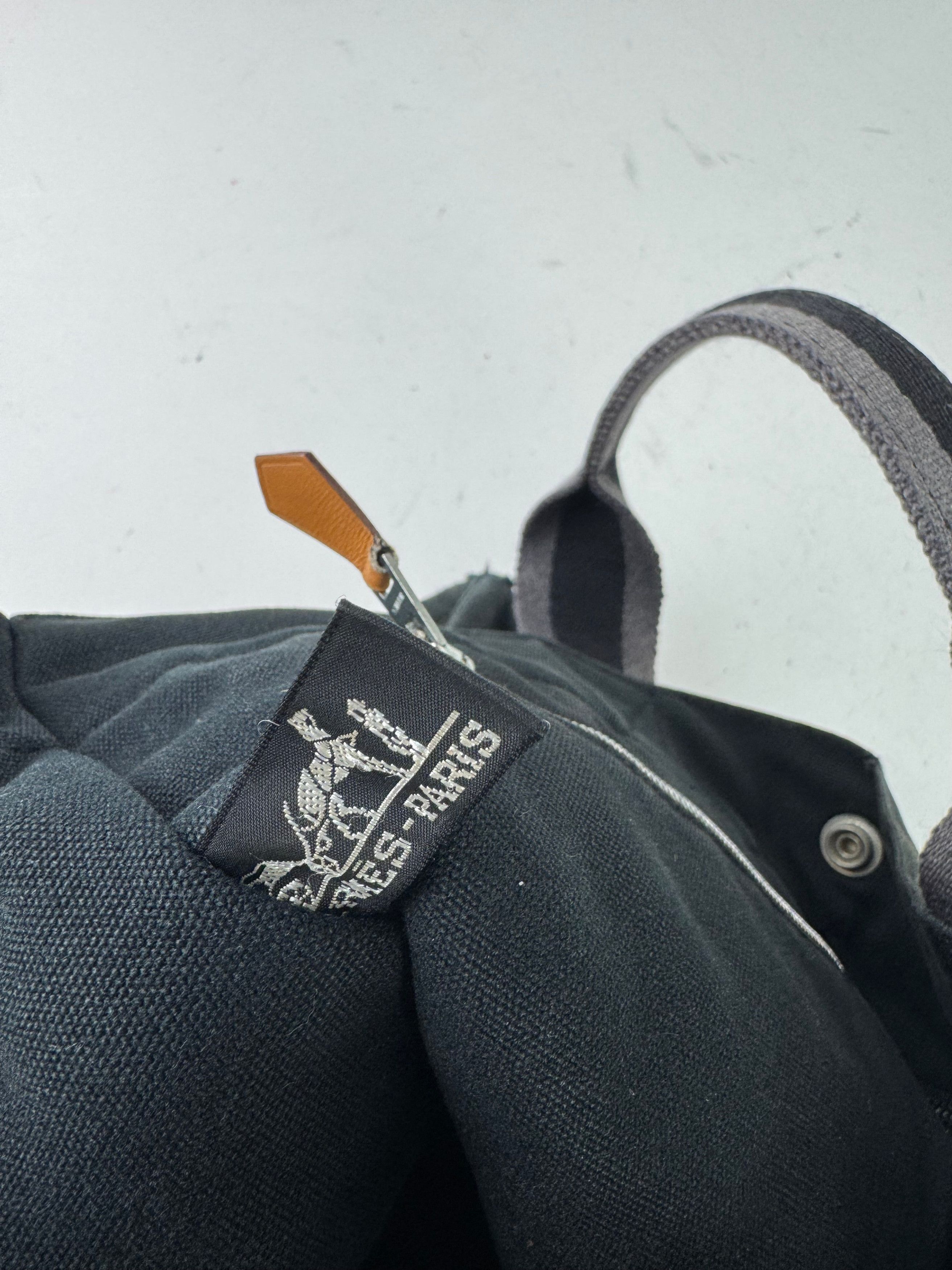 Other Vintage Hermes Canvas Tote Bag Black Grey Size ONE SIZE - 5 Thumbnail