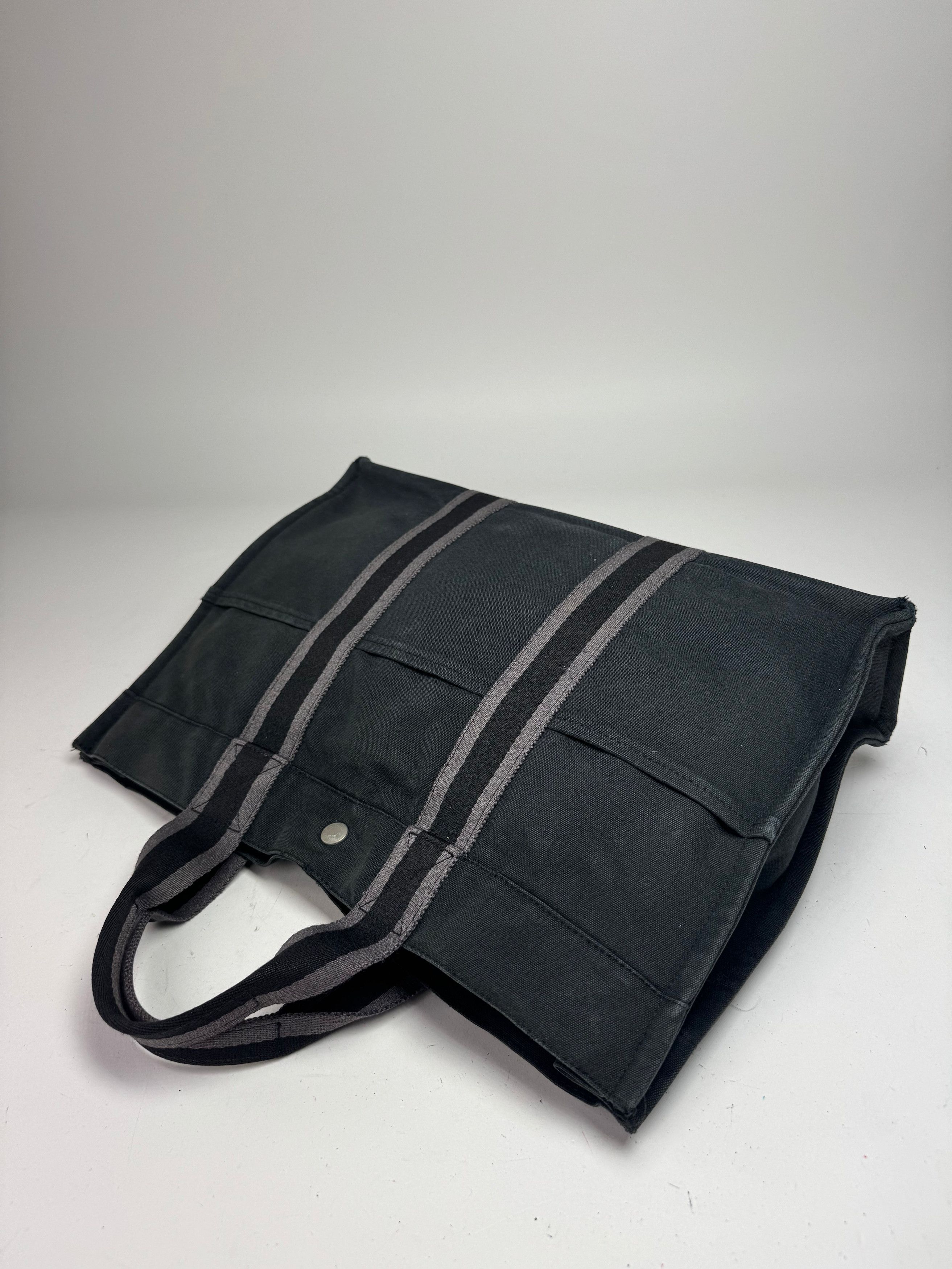 Other Vintage Hermes Canvas Tote Bag Black Grey Size ONE SIZE - 9 Thumbnail