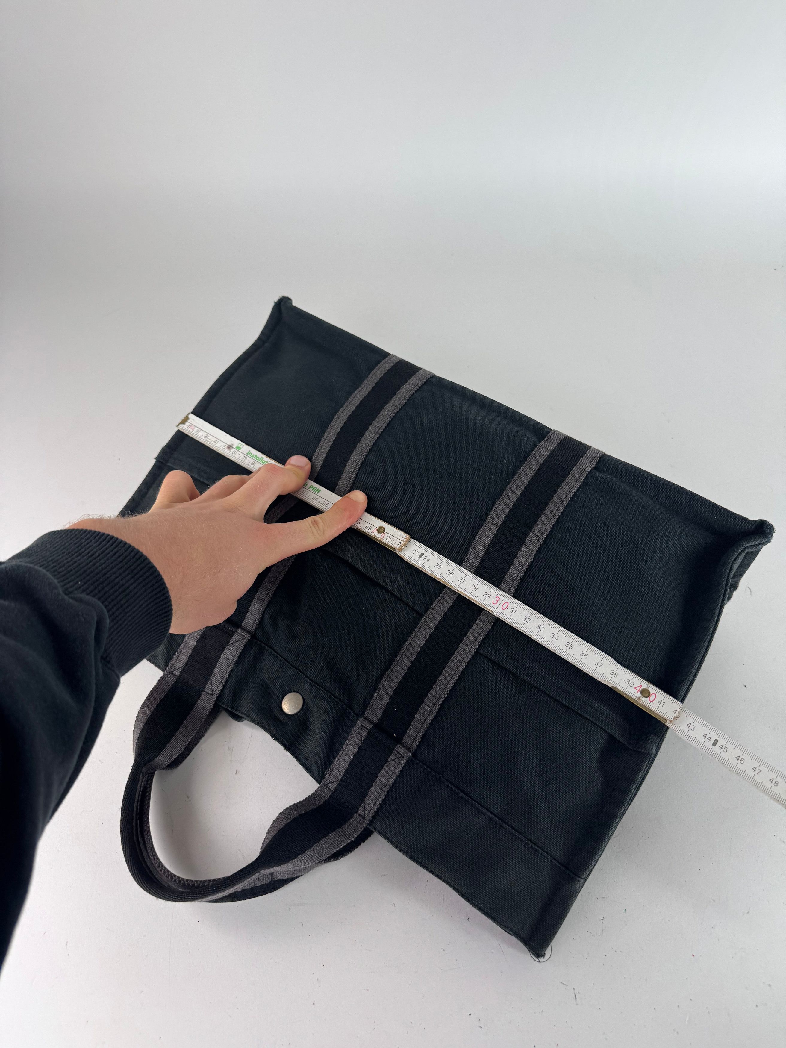 Other Vintage Hermes Canvas Tote Bag Black Grey Size ONE SIZE - 10 Thumbnail