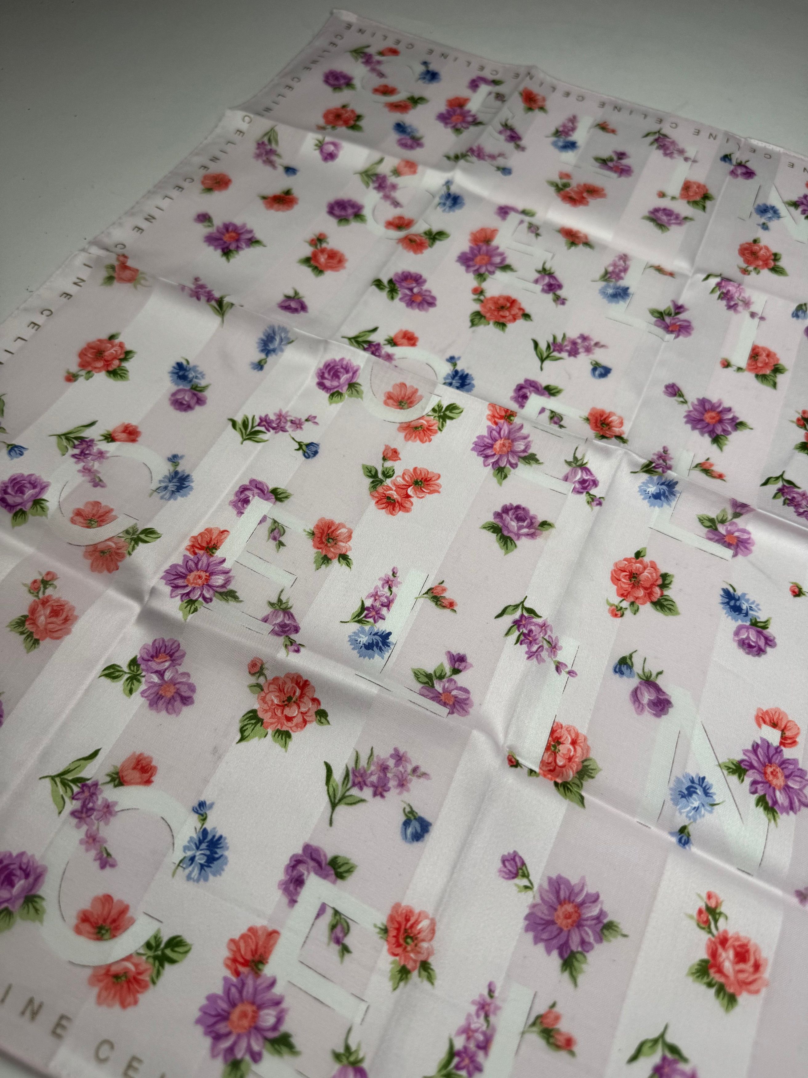 Celine Vintage Floral Scarf Pink Size ONE SIZE - 3 Thumbnail