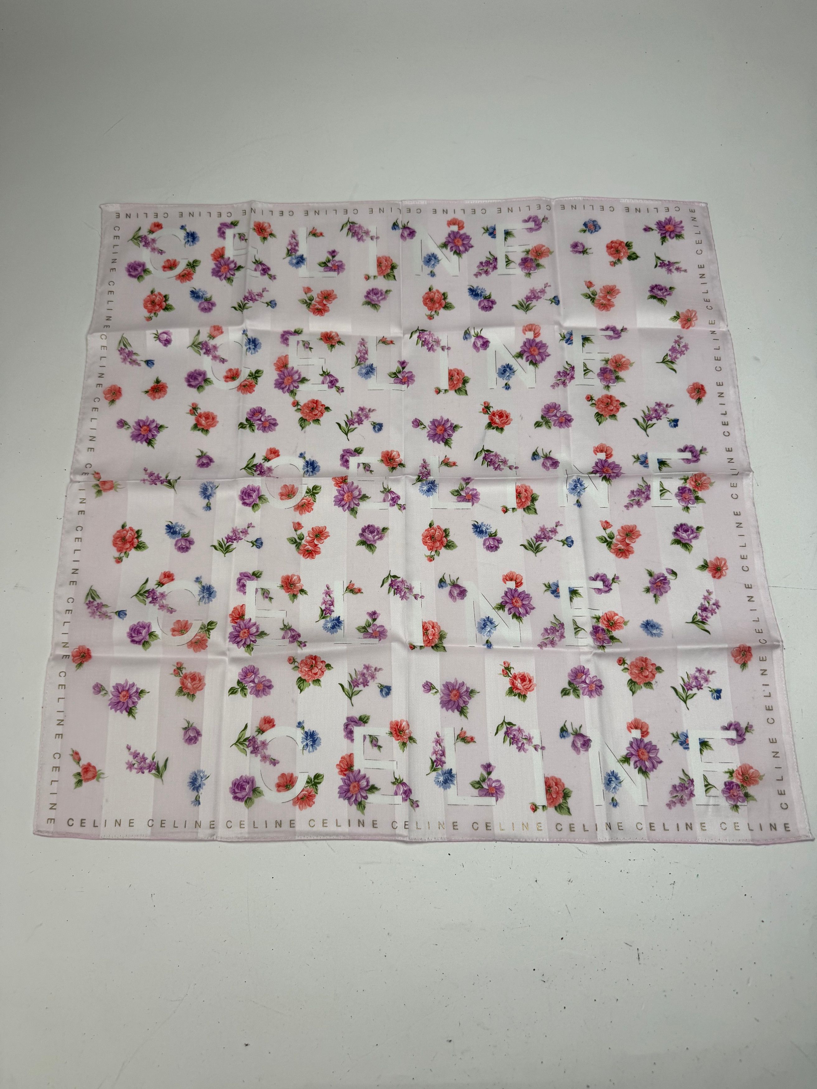 Celine Vintage Floral Scarf Pink Size ONE SIZE - 8 Thumbnail
