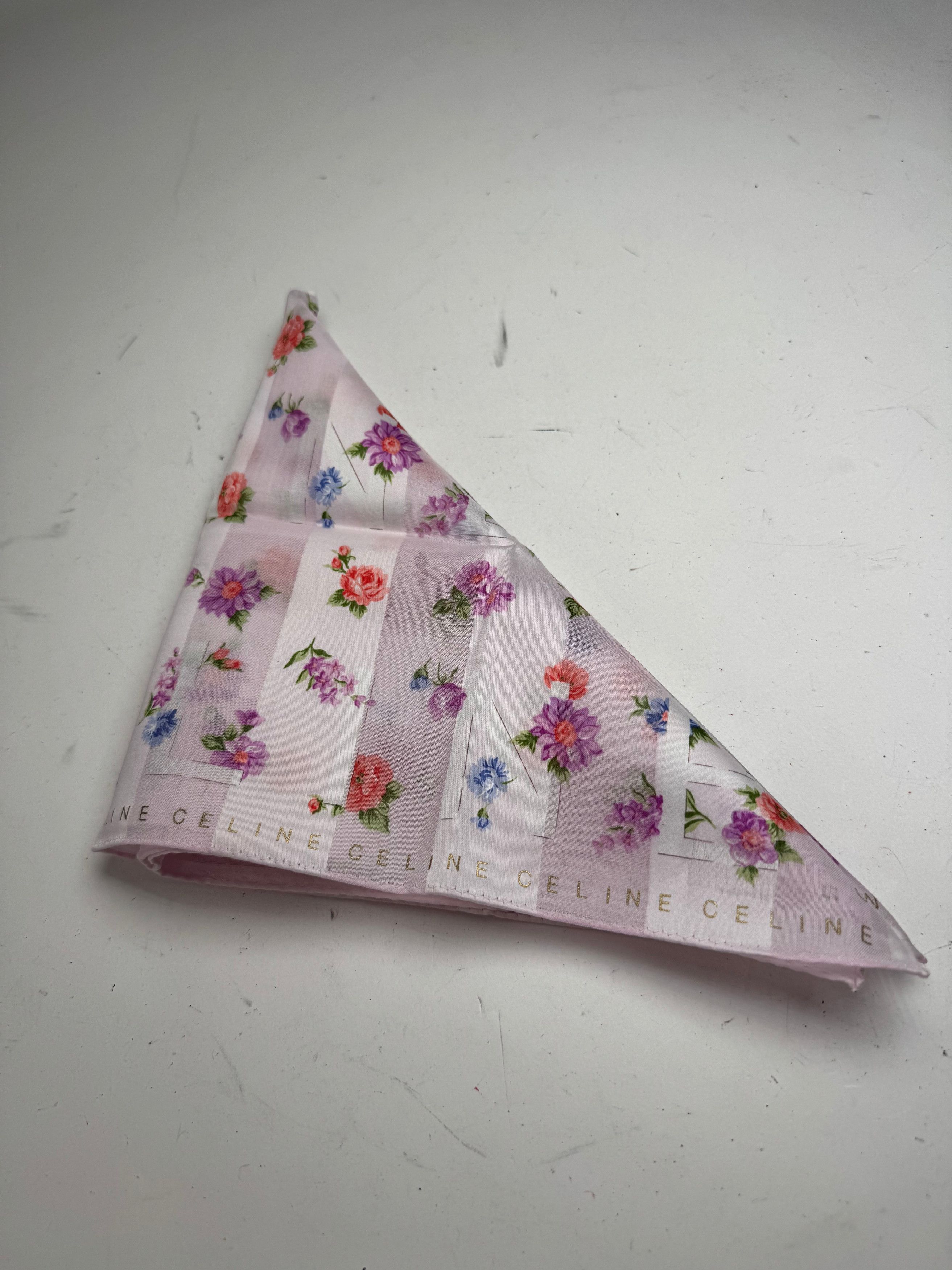 Celine Vintage Floral Scarf Pink Size ONE SIZE - 7 Thumbnail
