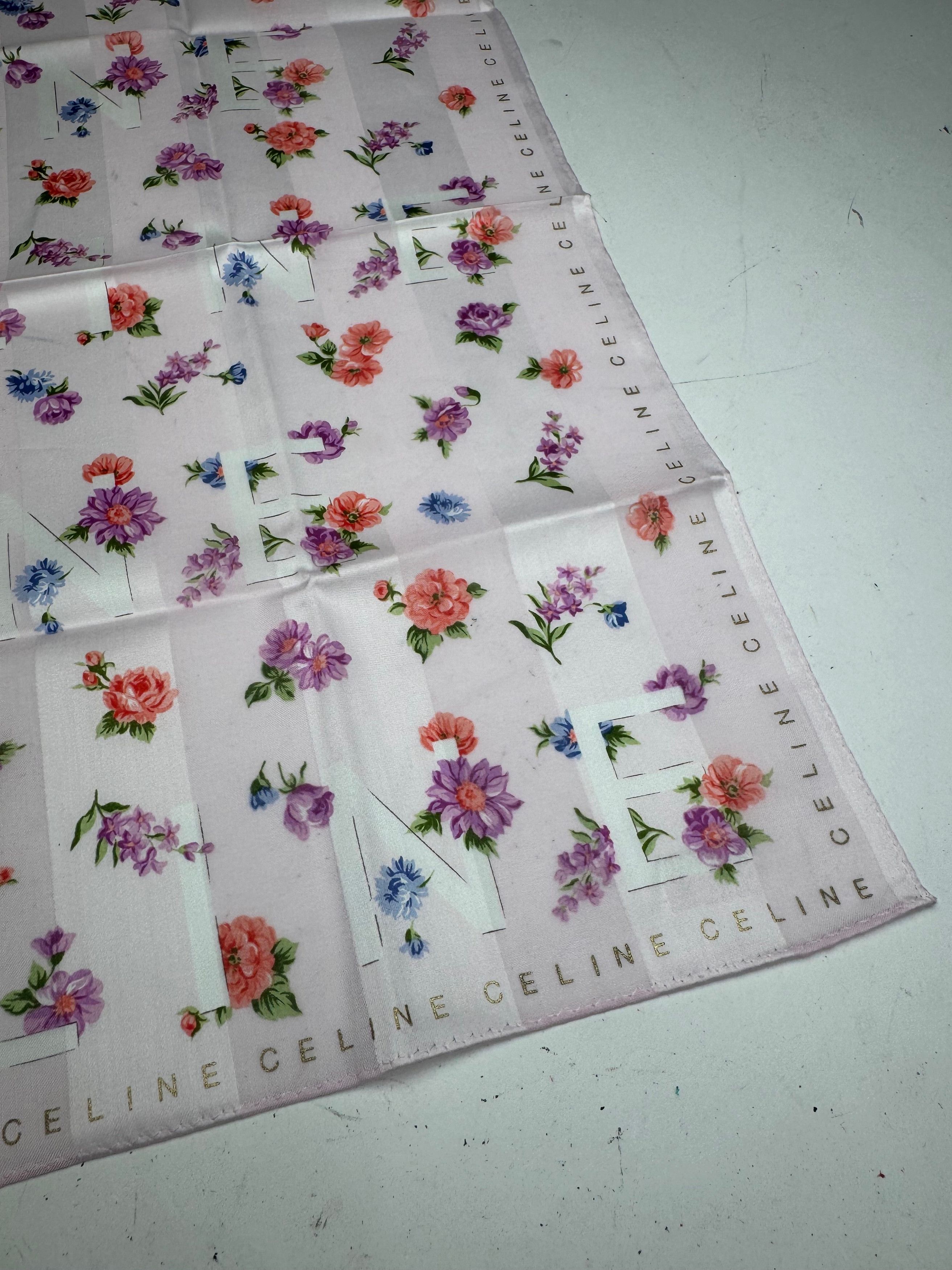 Celine Vintage Floral Scarf Pink Size ONE SIZE - 2 Thumbnail