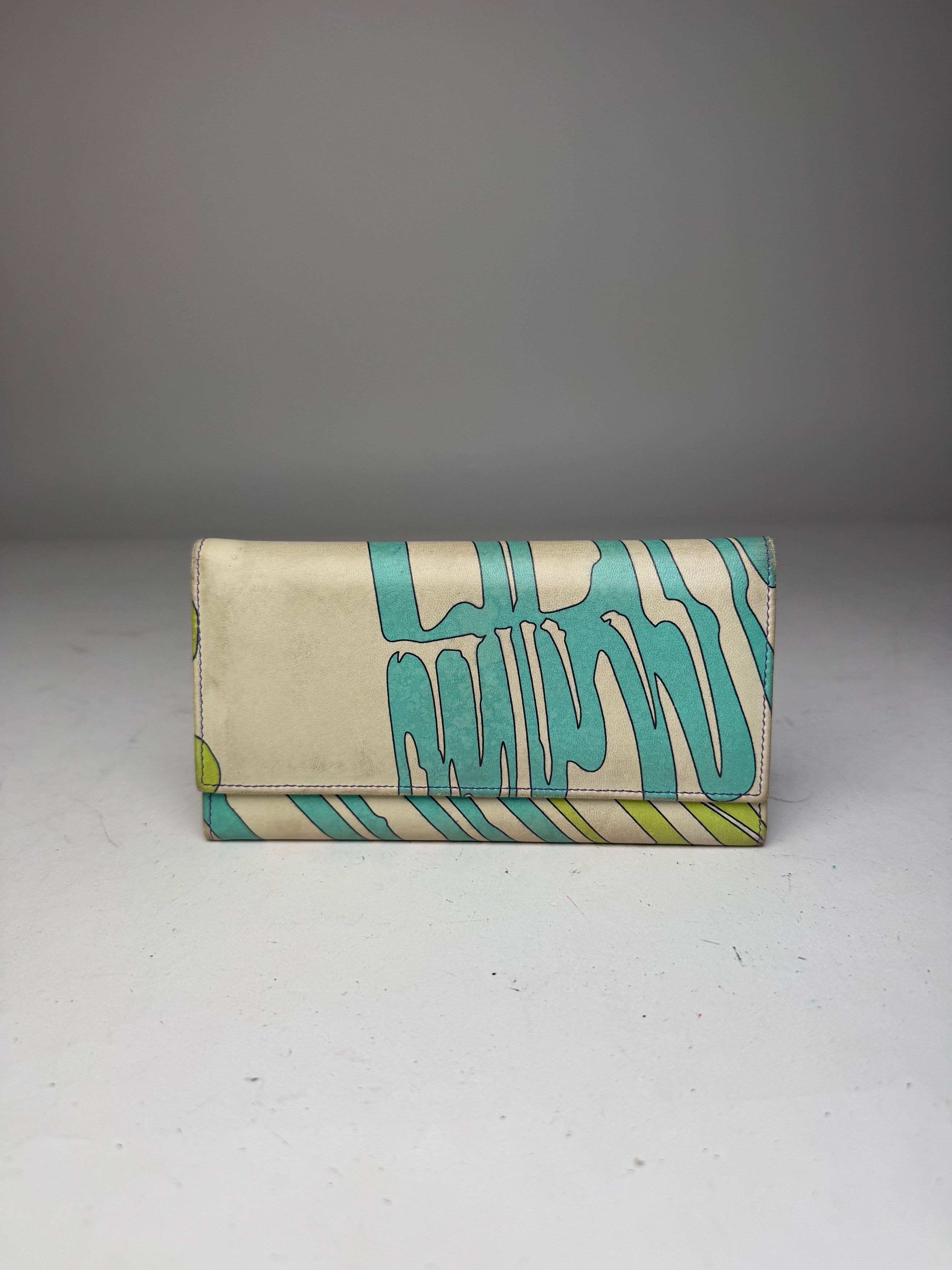 Emilio Pucci Vintage Blue White Green Leather Wallet Size ONE SIZE - 5 Thumbnail