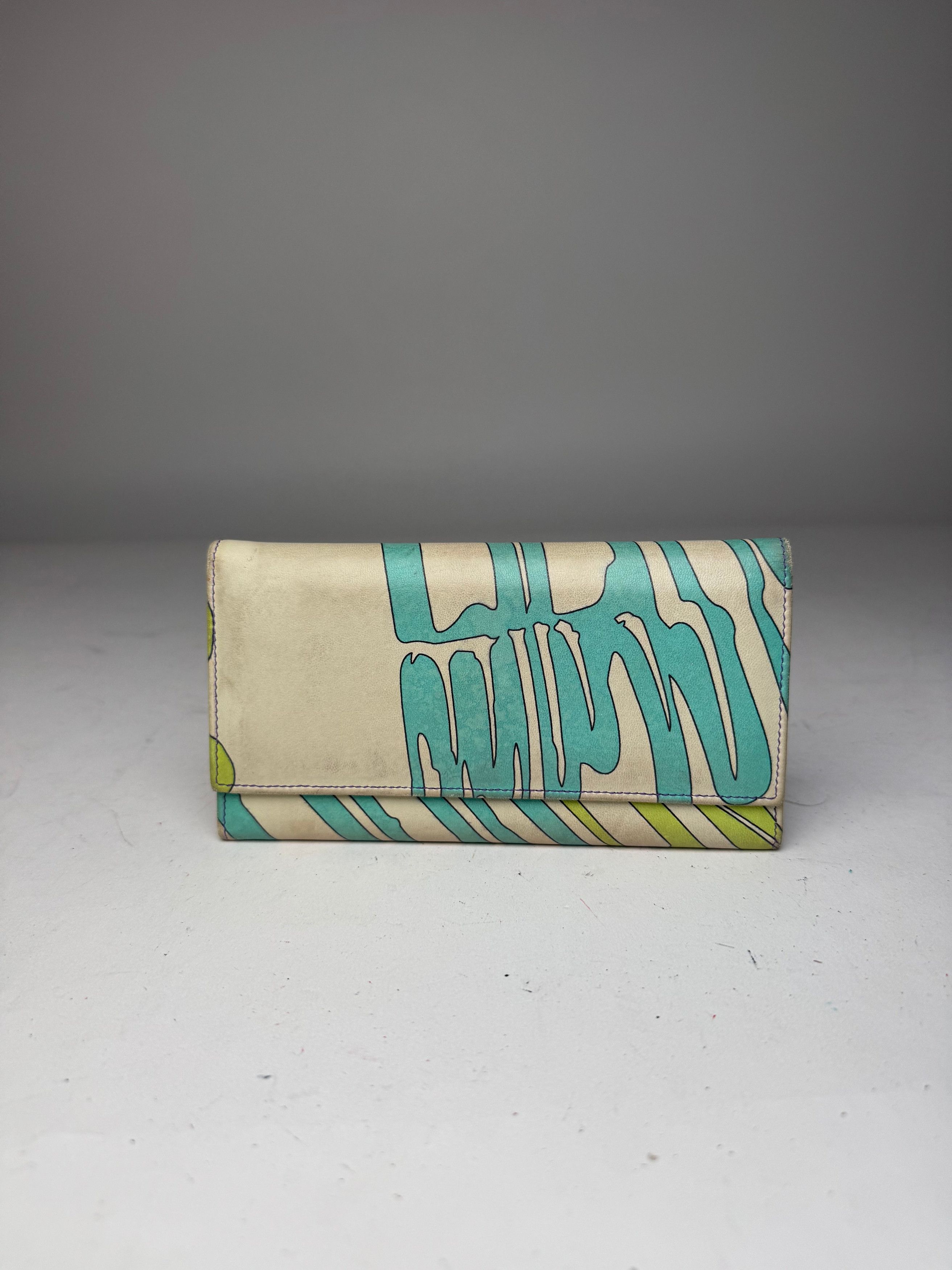 Emilio Pucci Vintage Blue White Green Leather Wallet Size ONE SIZE - 11 Thumbnail