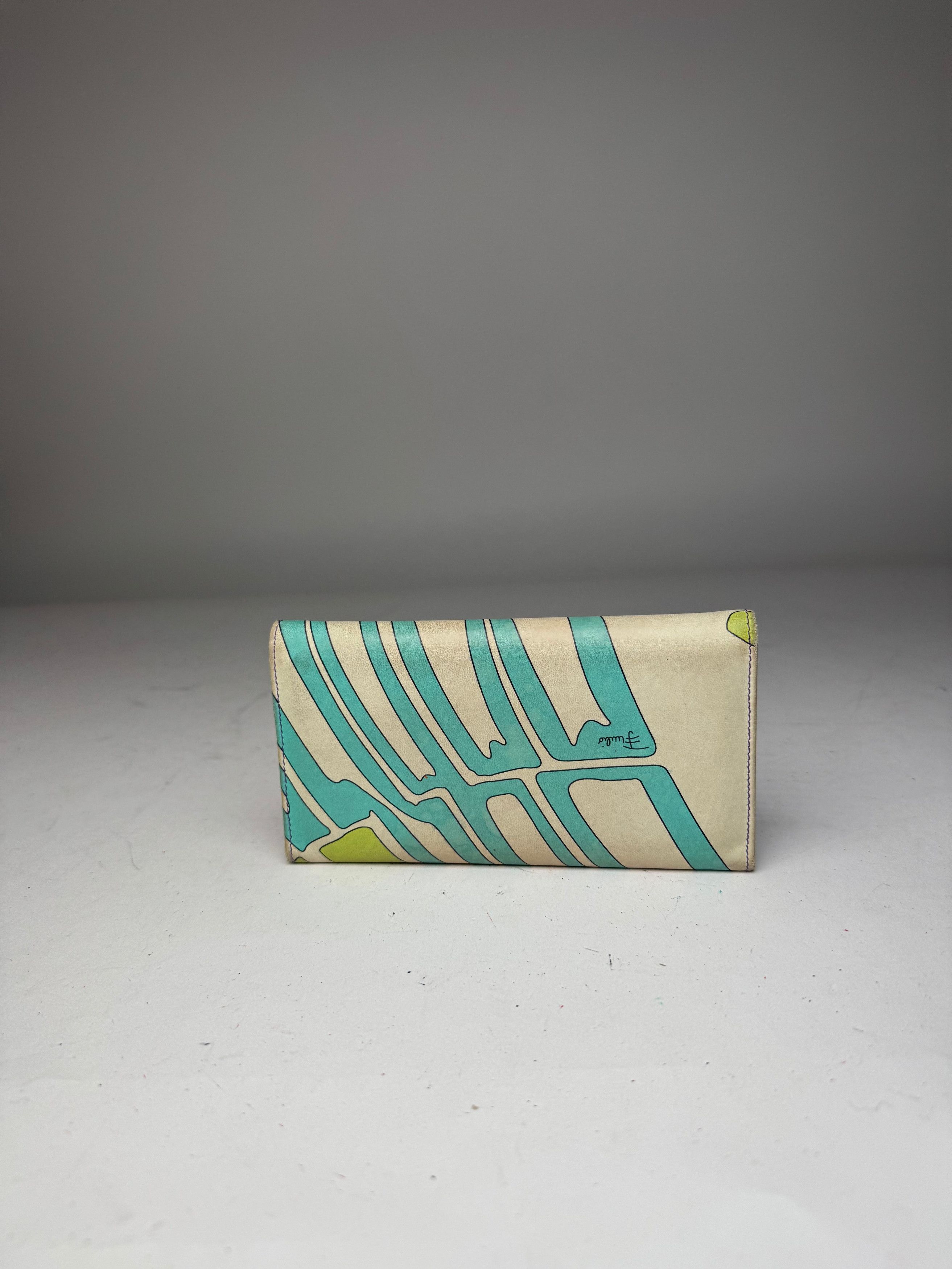 Emilio Pucci Vintage Blue White Green Leather Wallet Size ONE SIZE - 6 Thumbnail