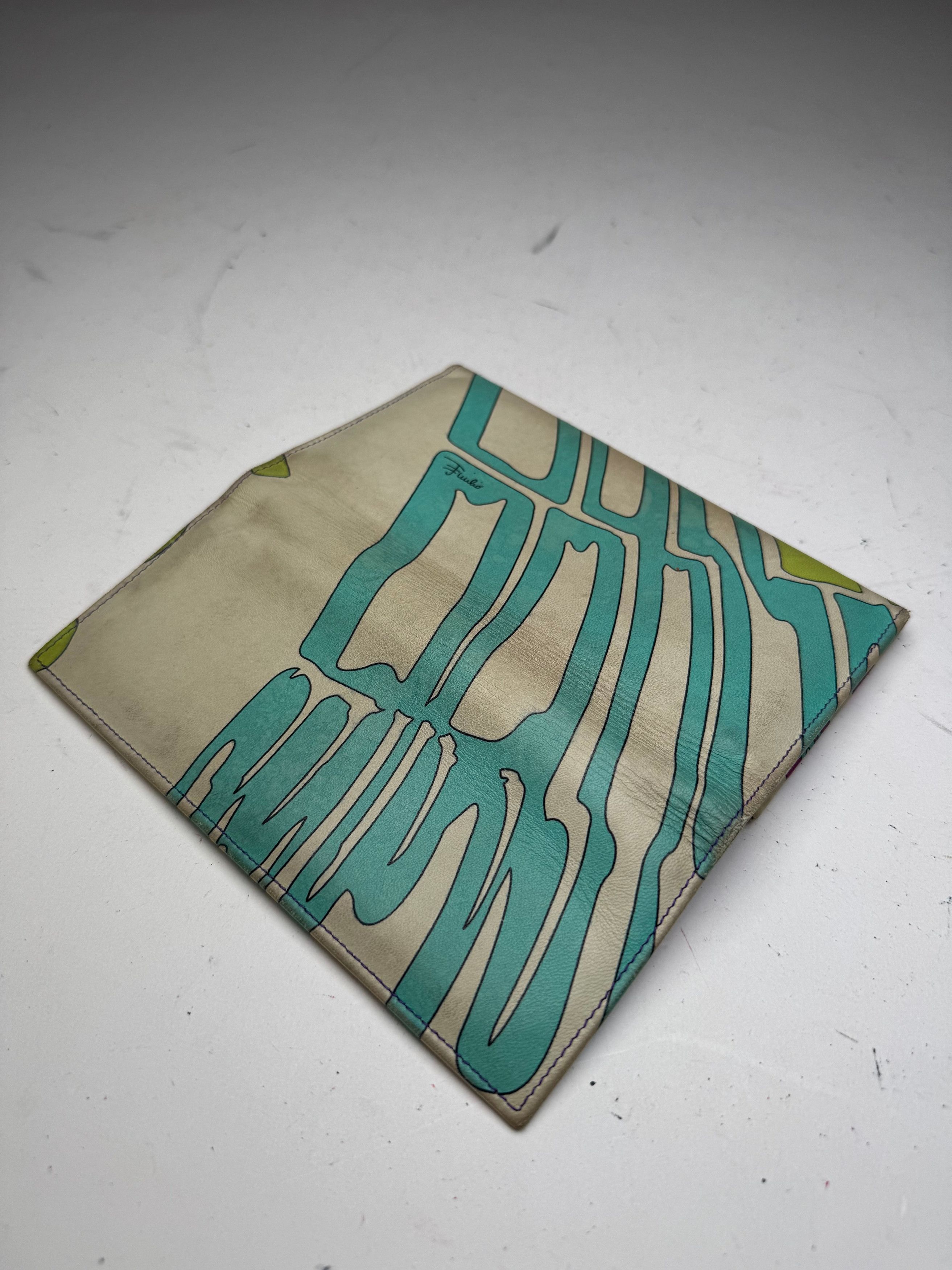 Emilio Pucci Vintage Blue White Green Leather Wallet Size ONE SIZE - 8 Thumbnail