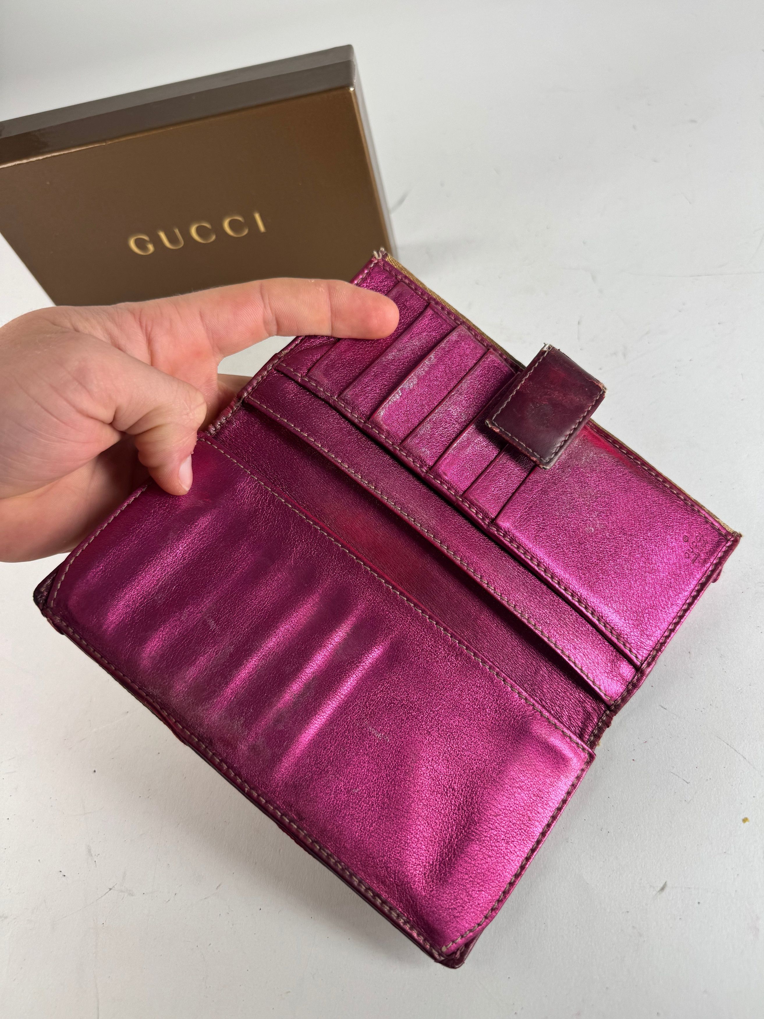 Gucci Vintage Monogram Wallet Beige Purple Size ONE SIZE - 3 Thumbnail