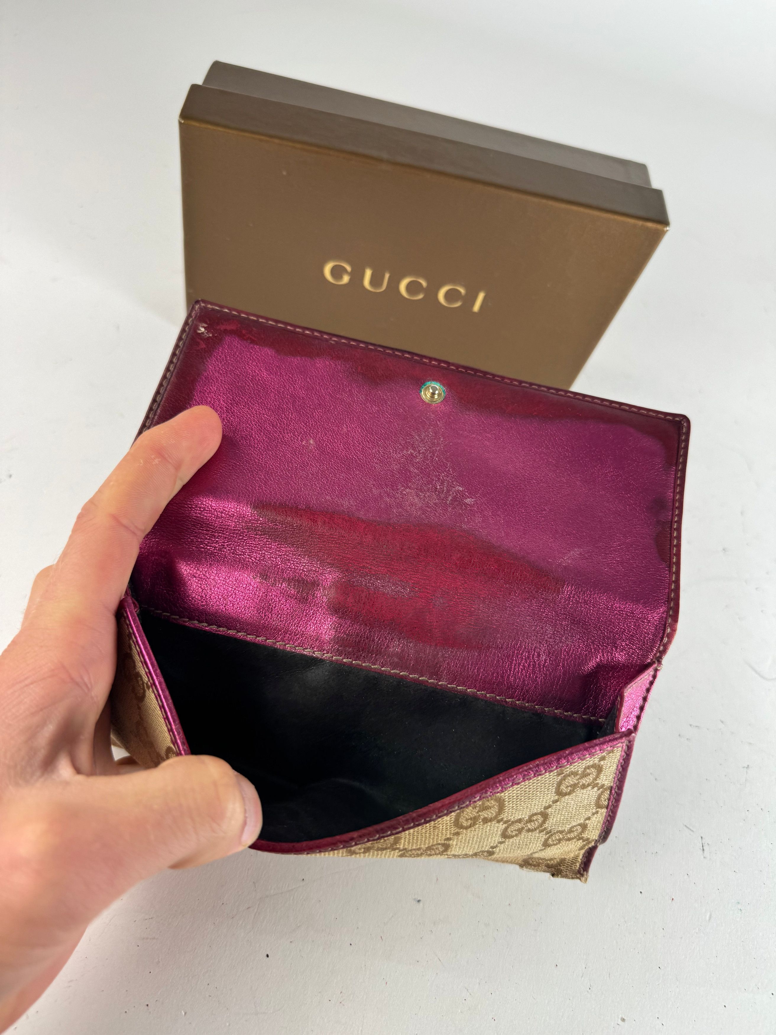 Gucci Vintage Monogram Wallet Beige Purple Size ONE SIZE - 8 Thumbnail