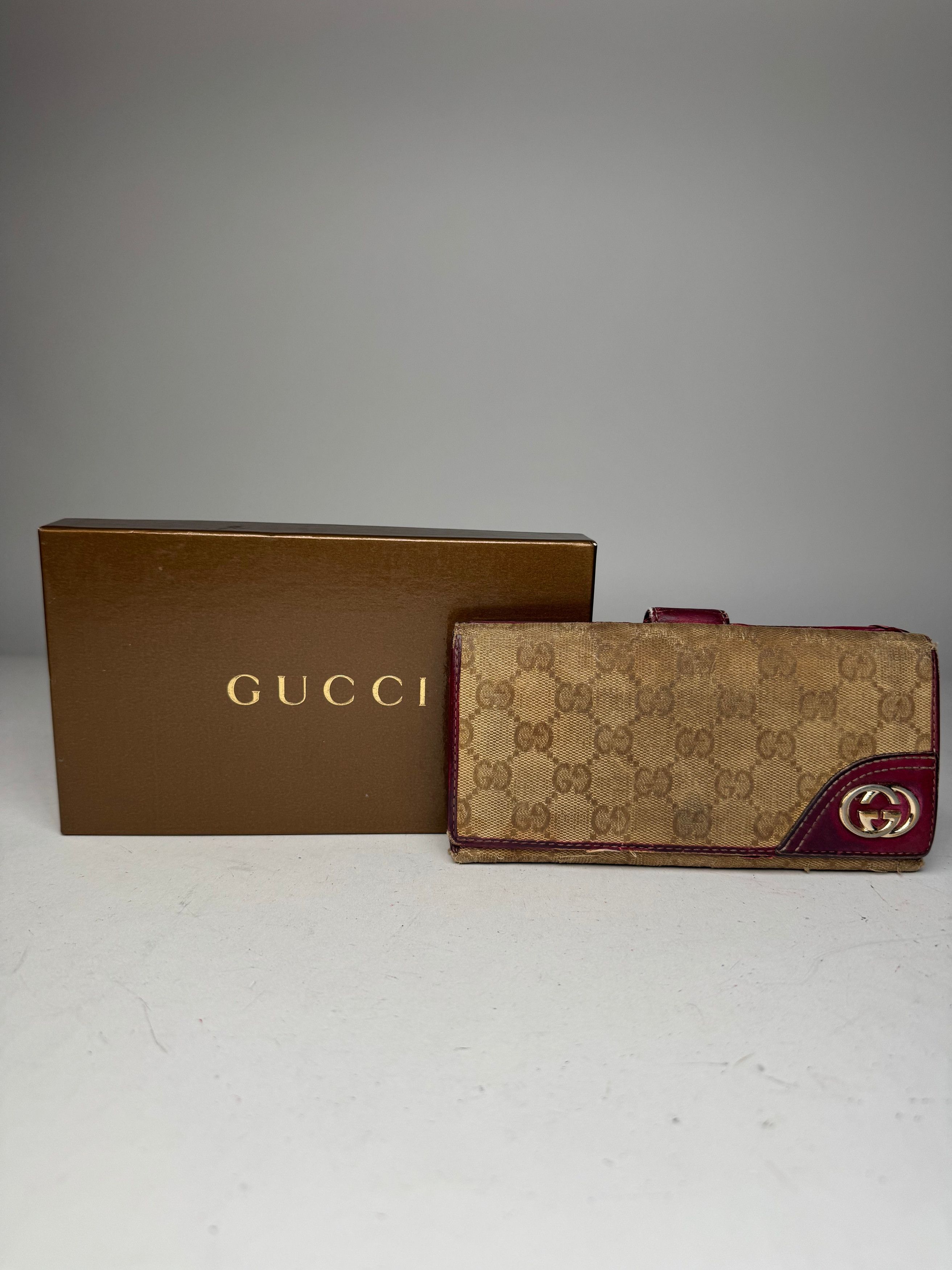 Gucci Vintage Monogram Wallet Beige Purple Size ONE SIZE - 11 Thumbnail