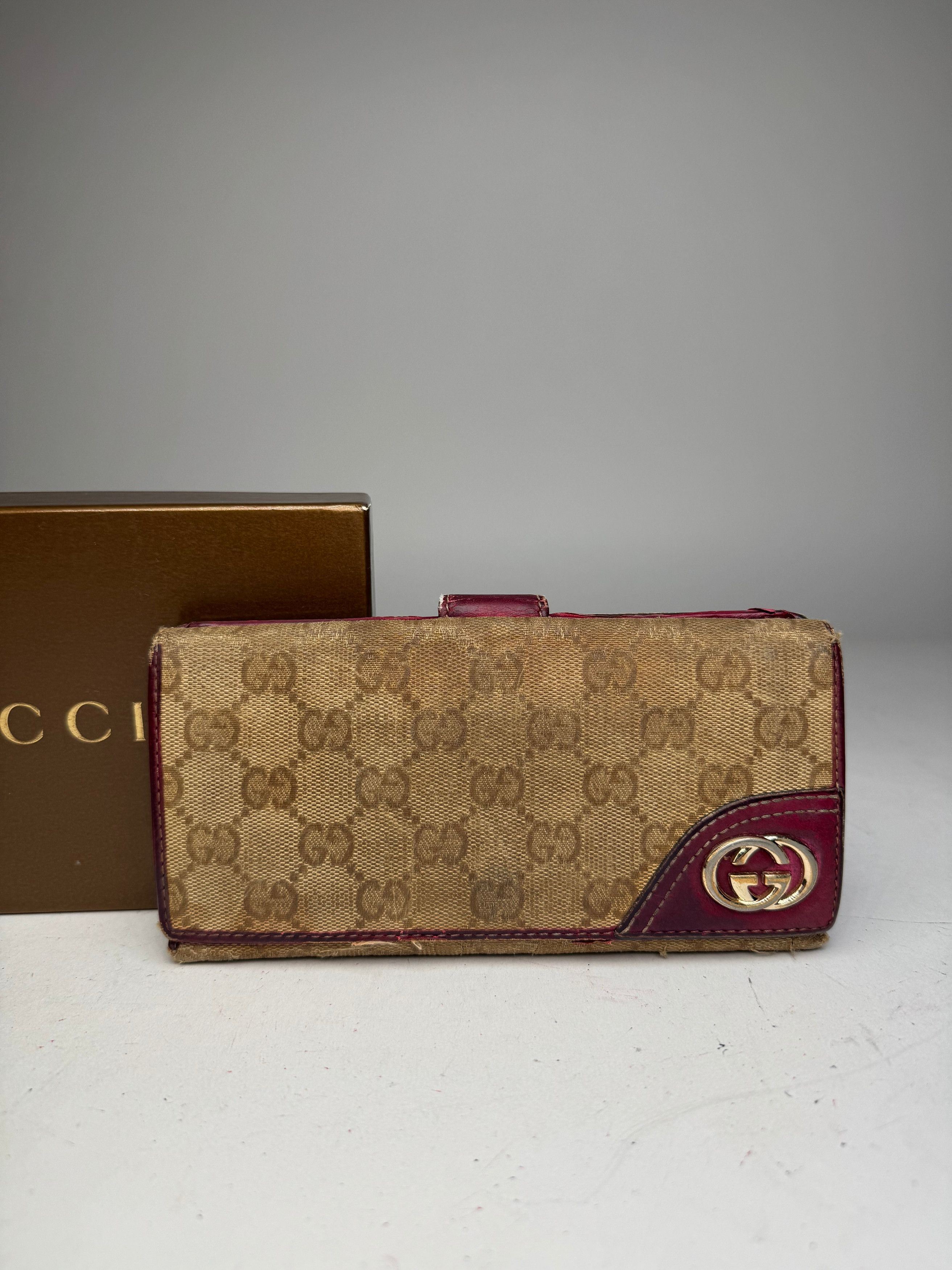 Gucci Vintage Monogram Wallet Beige Purple Size ONE SIZE - 5 Thumbnail