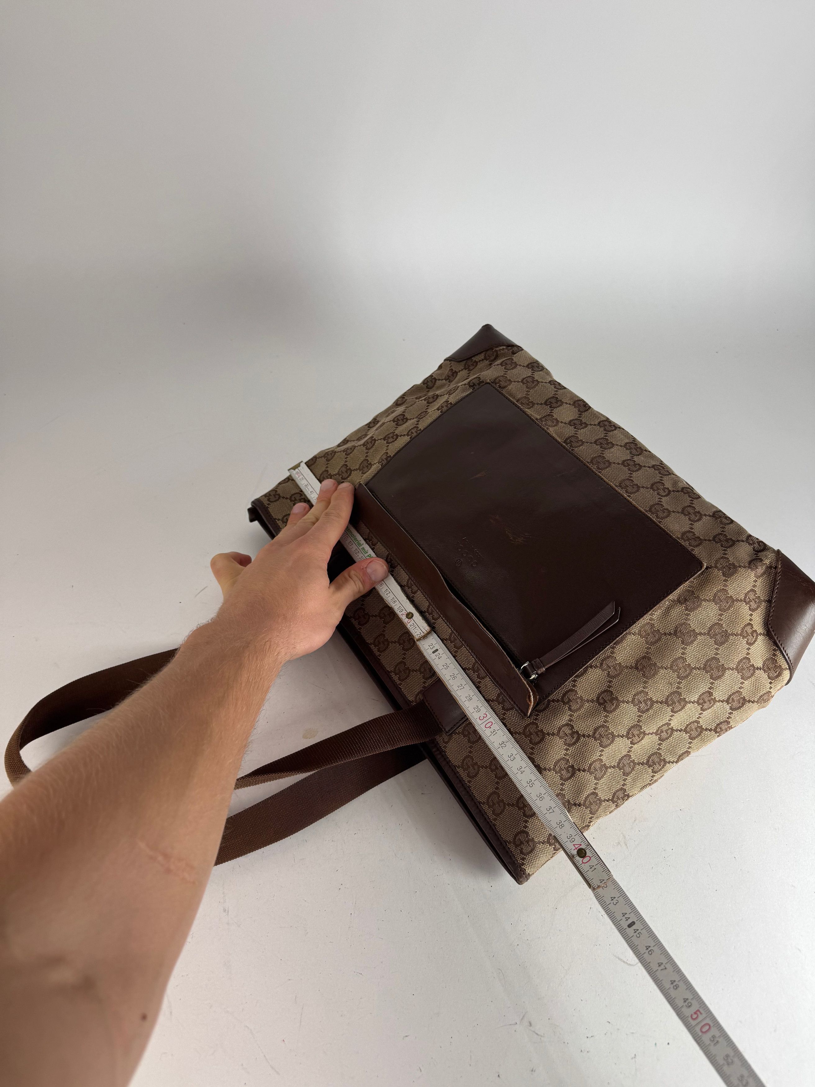 Gucci Vintage Monogram Handbag Beige Brown Size ONE SIZE - 11 Thumbnail