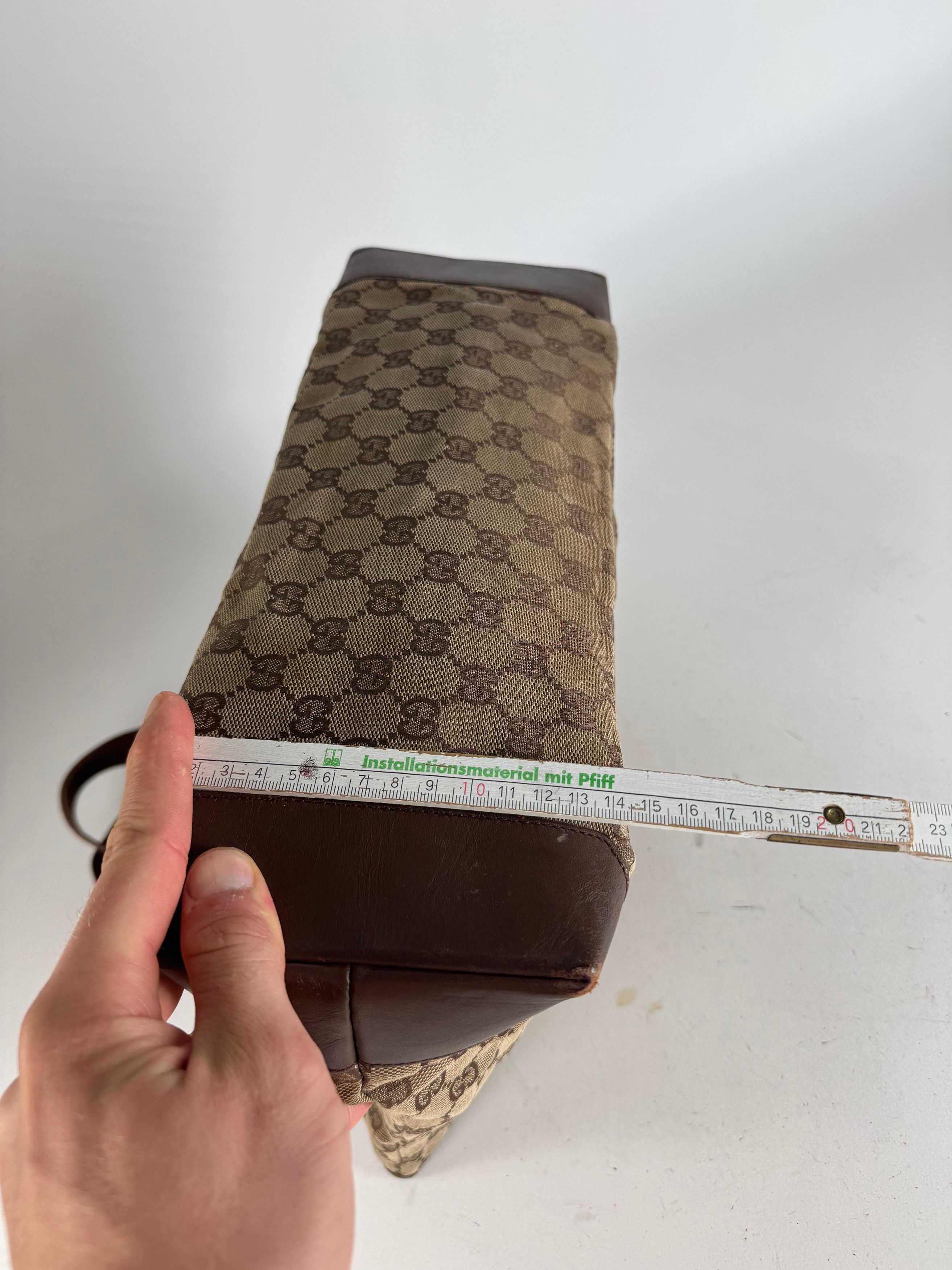 Gucci Vintage Monogram Handbag Beige Brown Size ONE SIZE - 13 Thumbnail