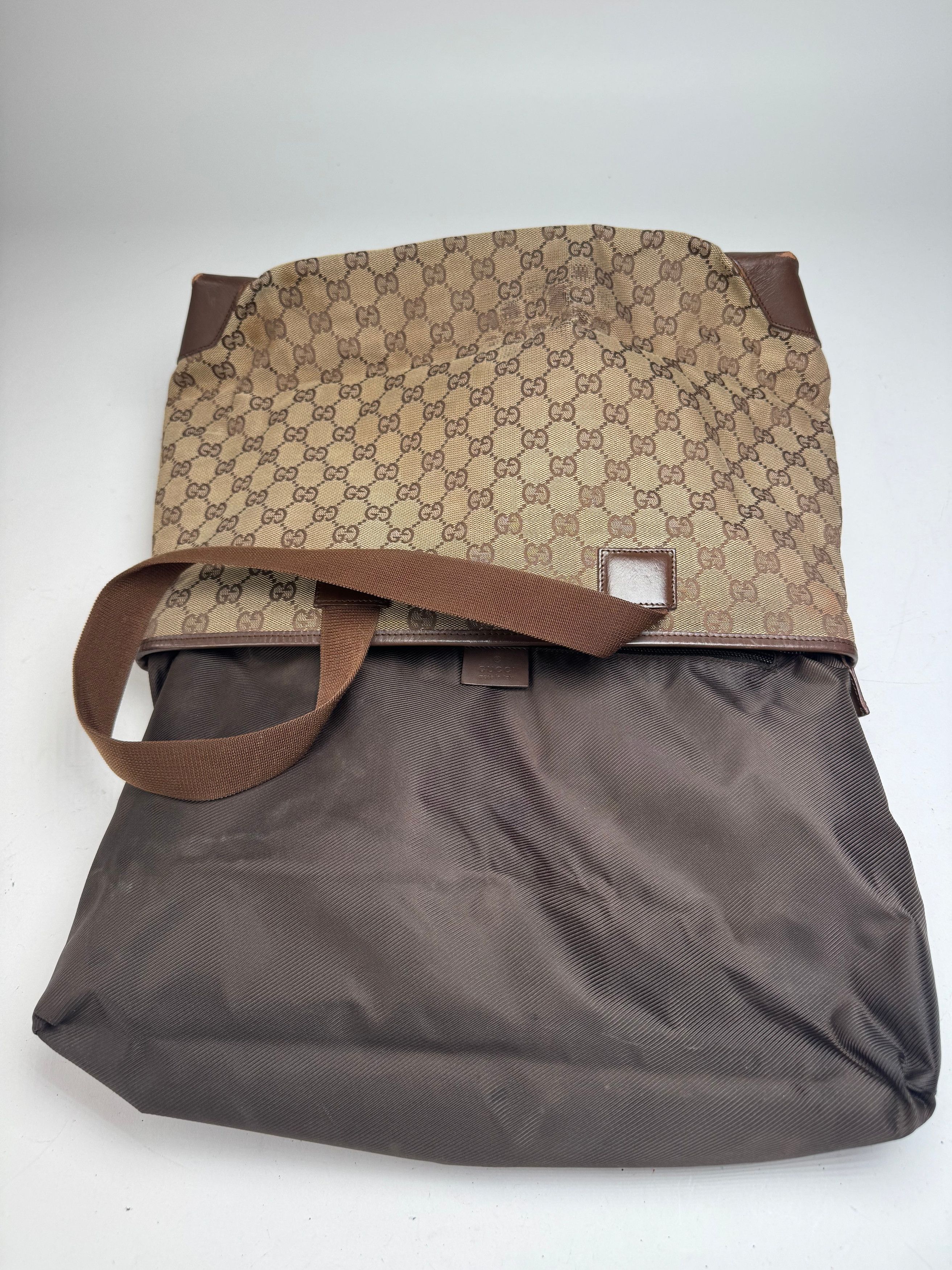 Gucci Vintage Monogram Handbag Beige Brown Size ONE SIZE - 3 Thumbnail