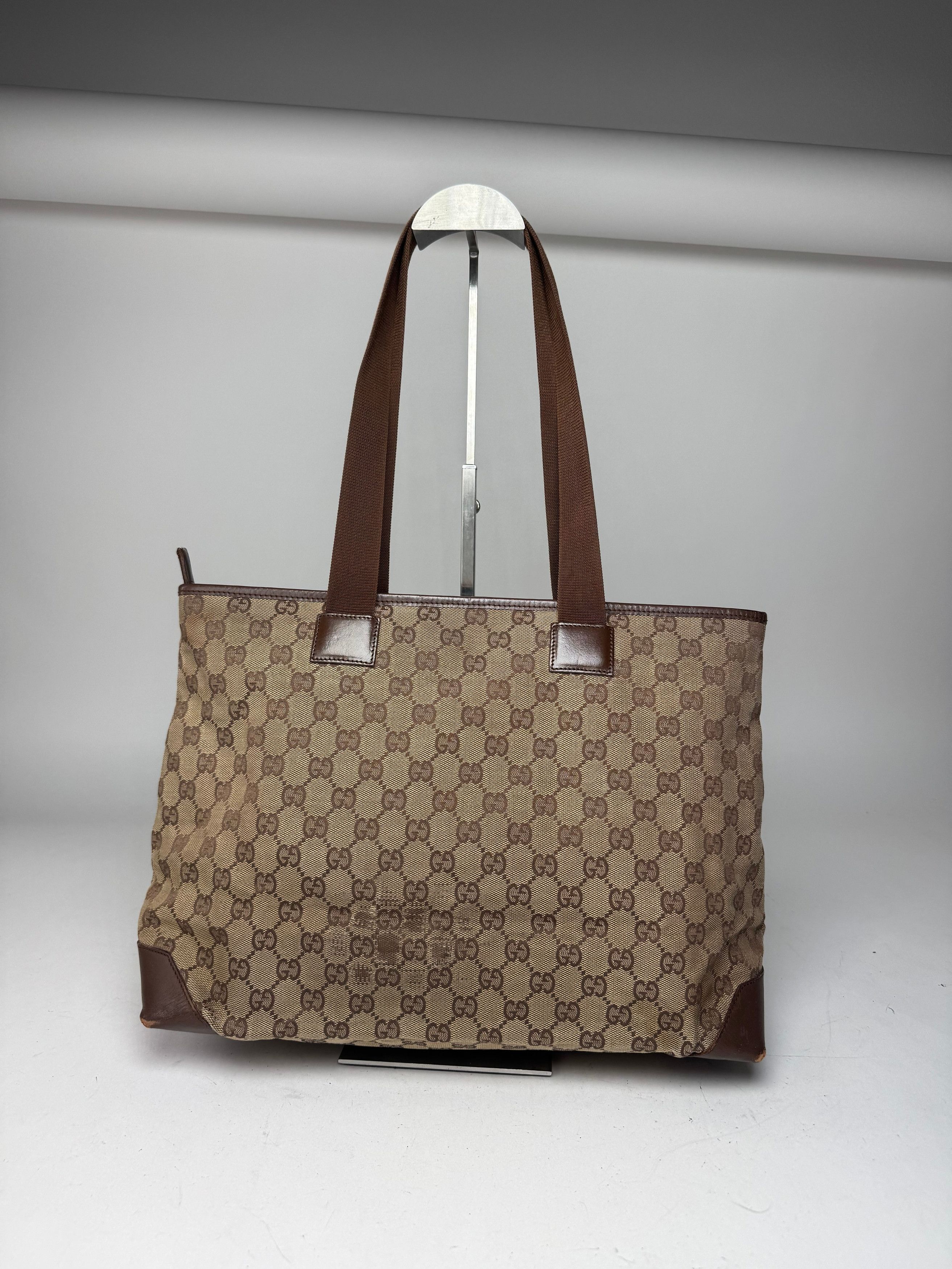 Gucci Vintage Monogram Handbag Beige Brown Size ONE SIZE - 9 Thumbnail