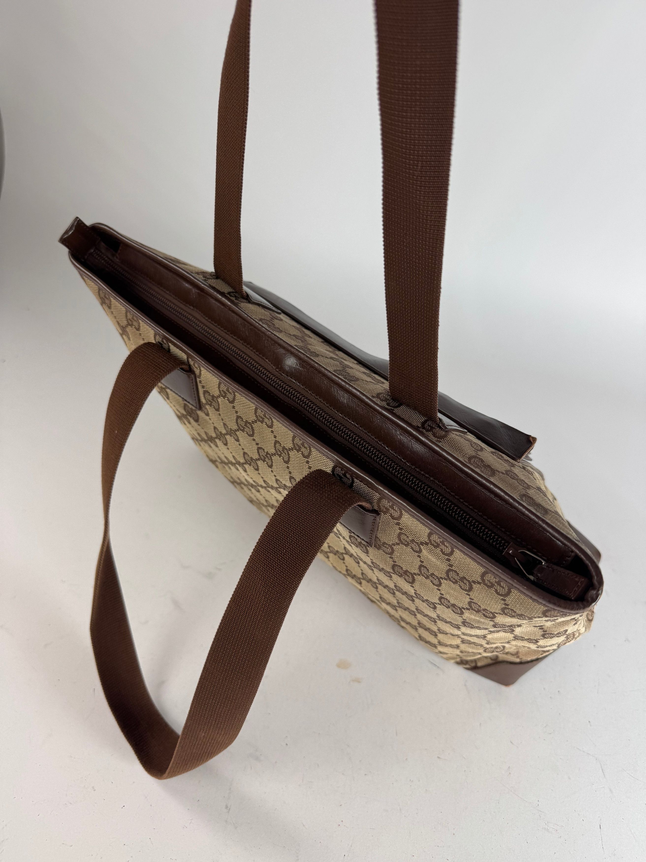 Gucci Vintage Monogram Handbag Beige Brown Size ONE SIZE - 14 Thumbnail
