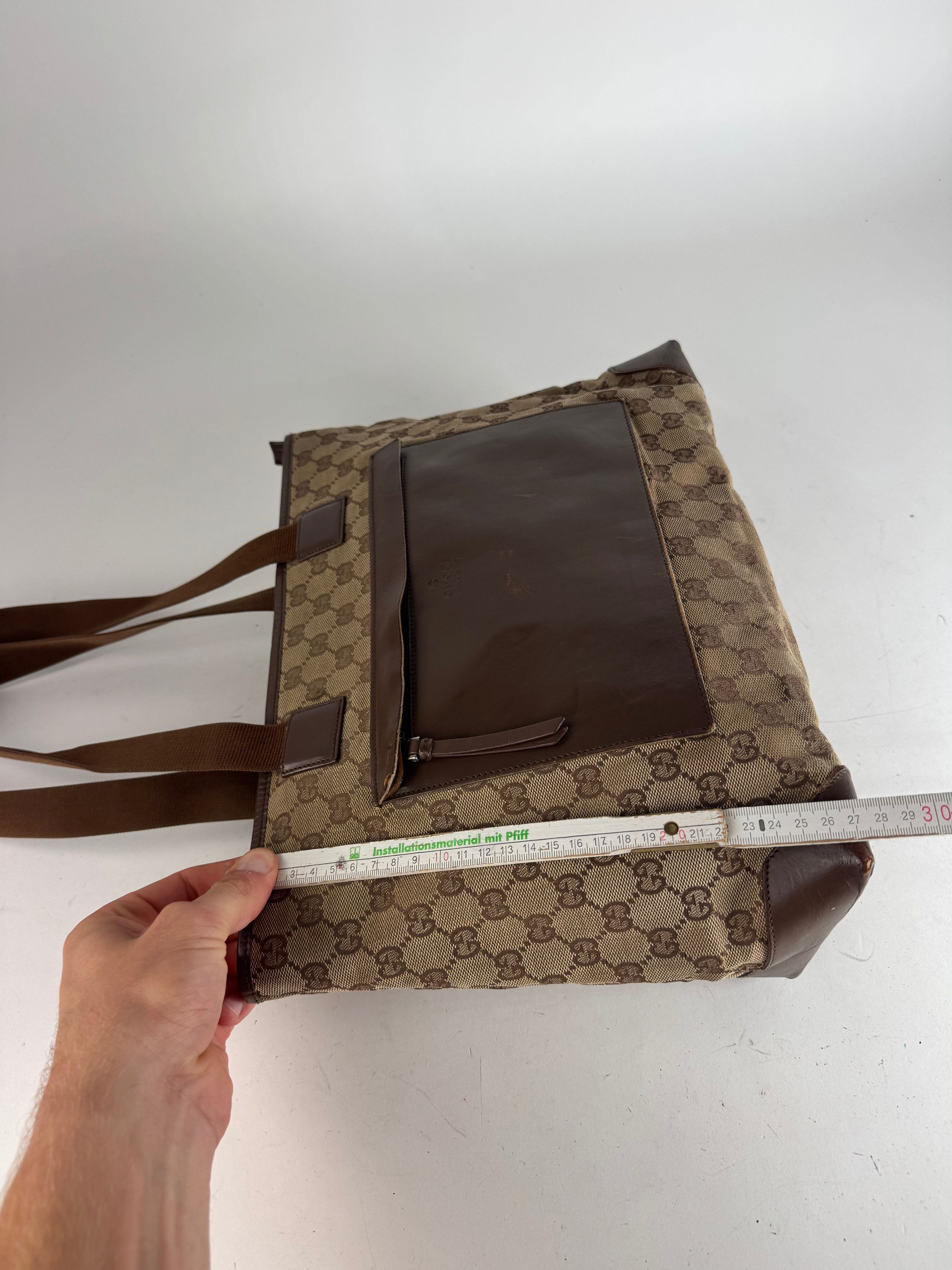 Gucci Vintage Monogram Handbag Beige Brown Size ONE SIZE - 12 Thumbnail