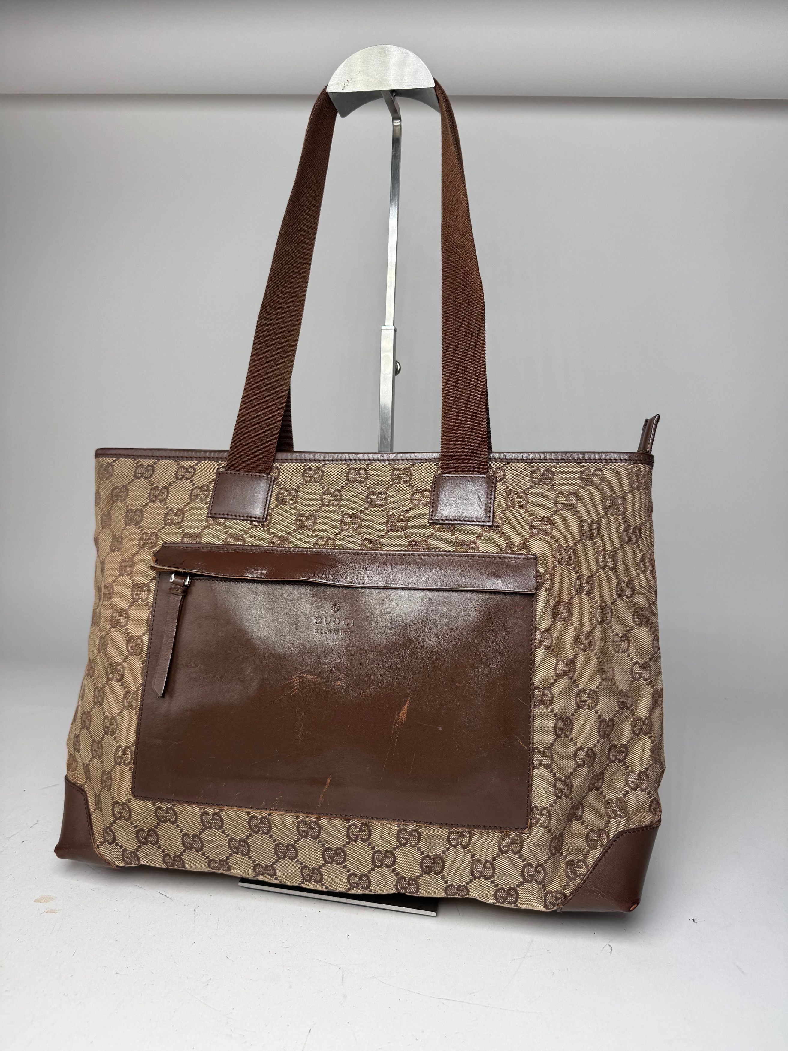 Gucci Vintage Monogram Handbag Beige Brown Size ONE SIZE - 7 Thumbnail