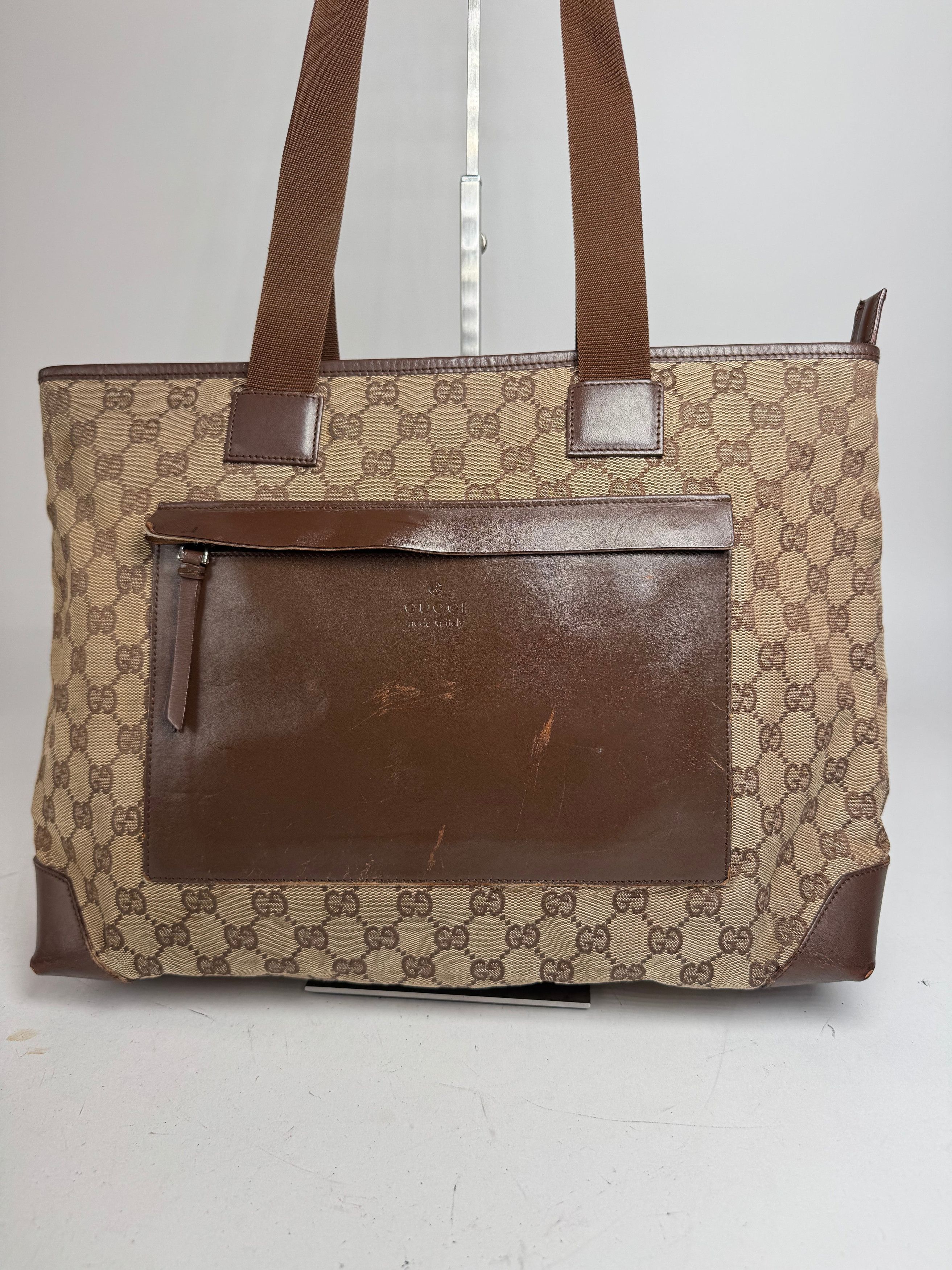 Gucci Vintage Monogram Handbag Beige Brown Size ONE SIZE - 15 Thumbnail