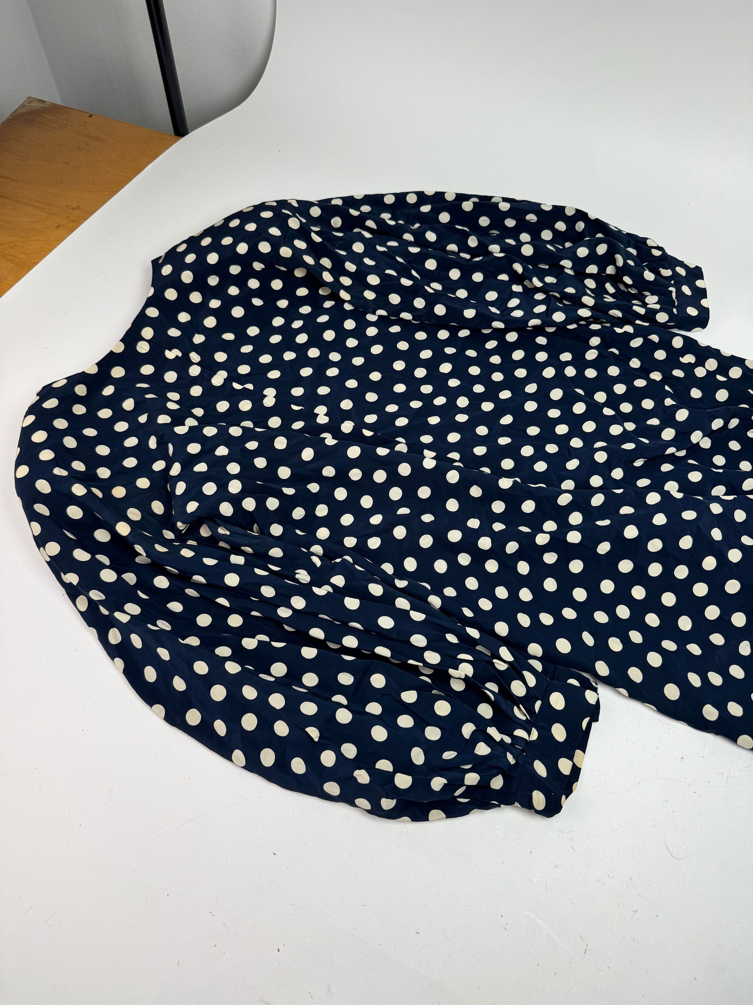 Dior Vintage polkadot Silk Dress navy White L Size M / US 6-8 / IT 42-44 - 7 Thumbnail