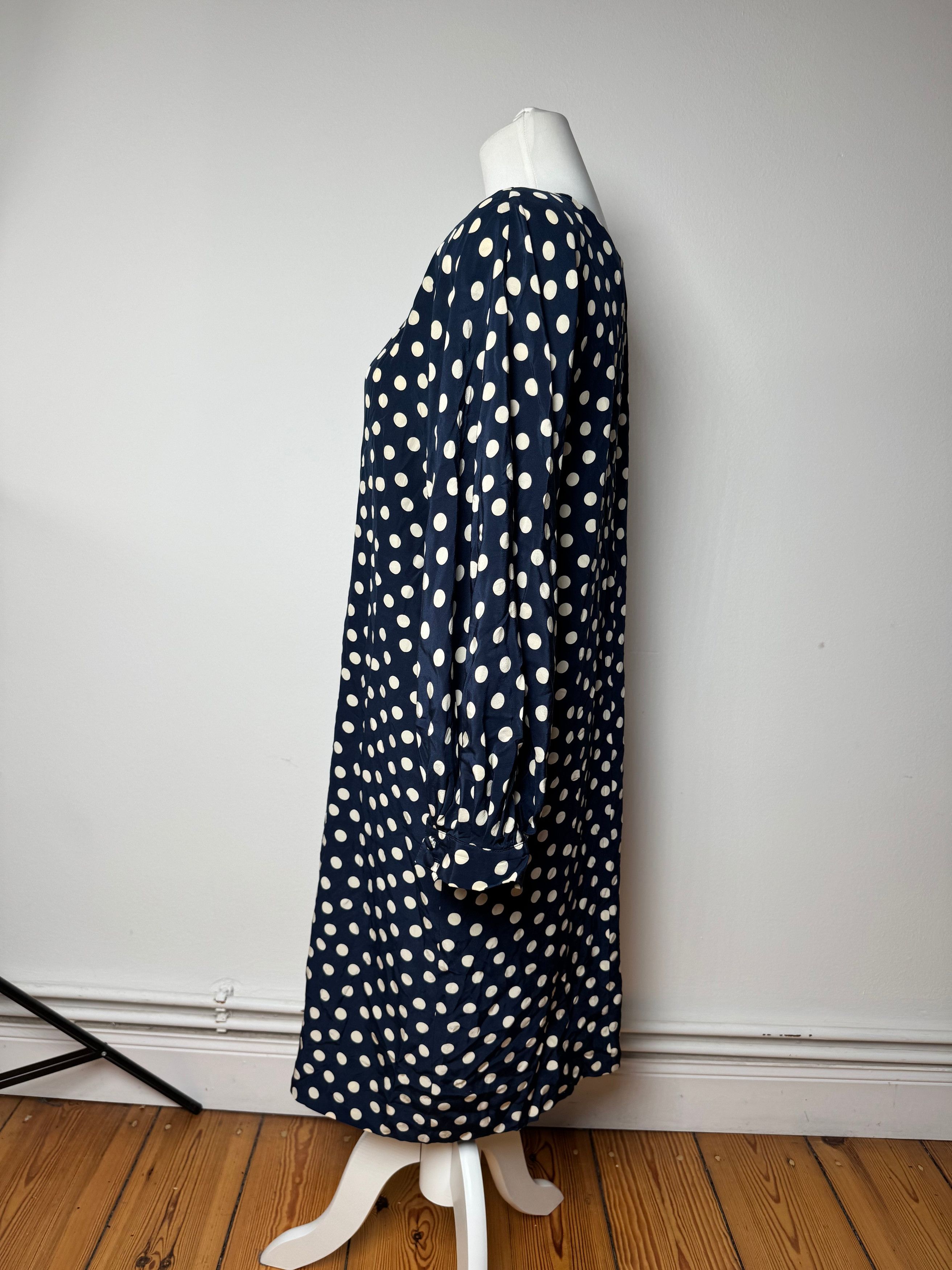 Dior Vintage polkadot Silk Dress navy White L Size M / US 6-8 / IT 42-44 - 2 Thumbnail