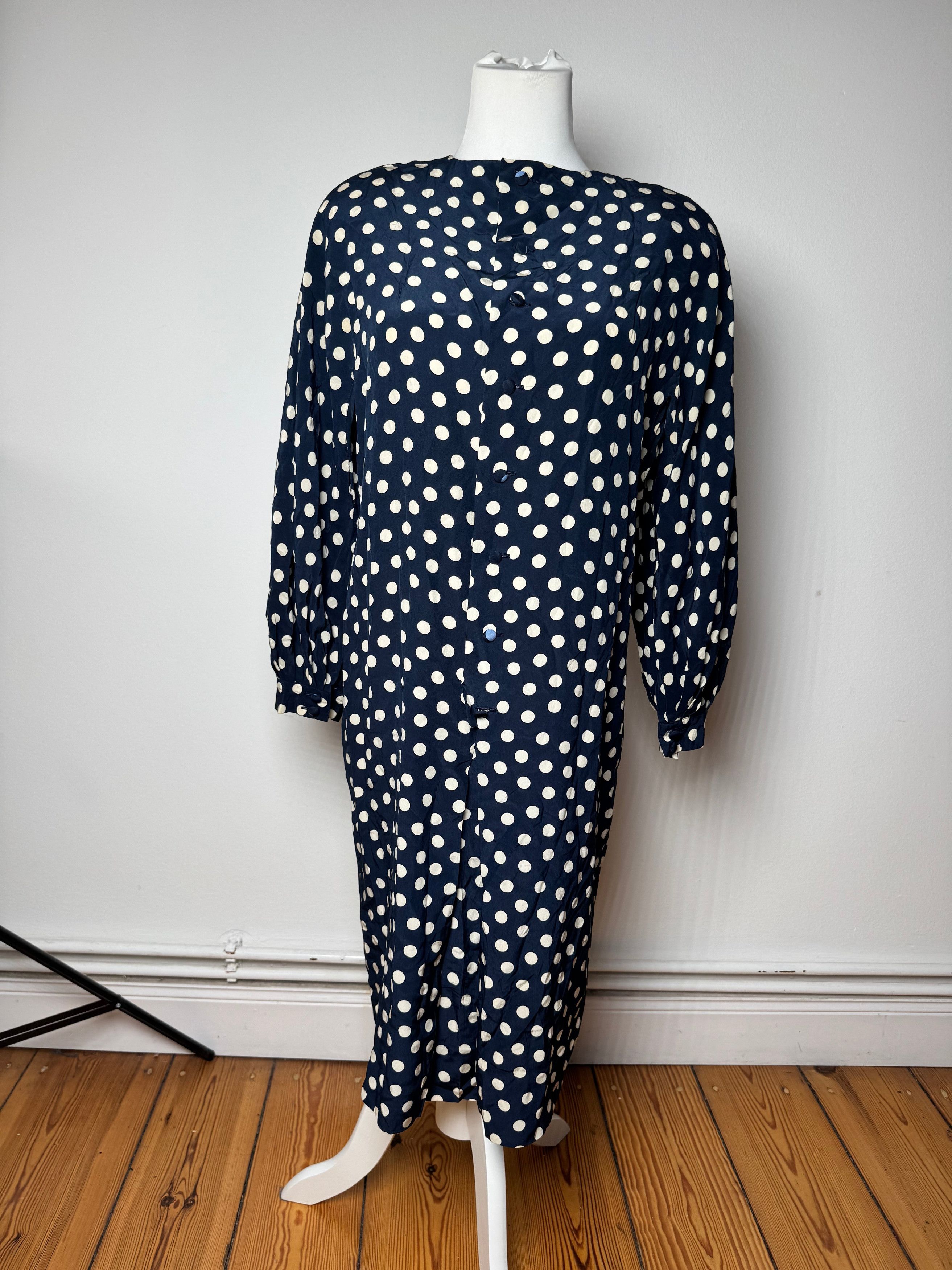 Dior Vintage polkadot Silk Dress navy White L Size M / US 6-8 / IT 42-44 - 12 Thumbnail