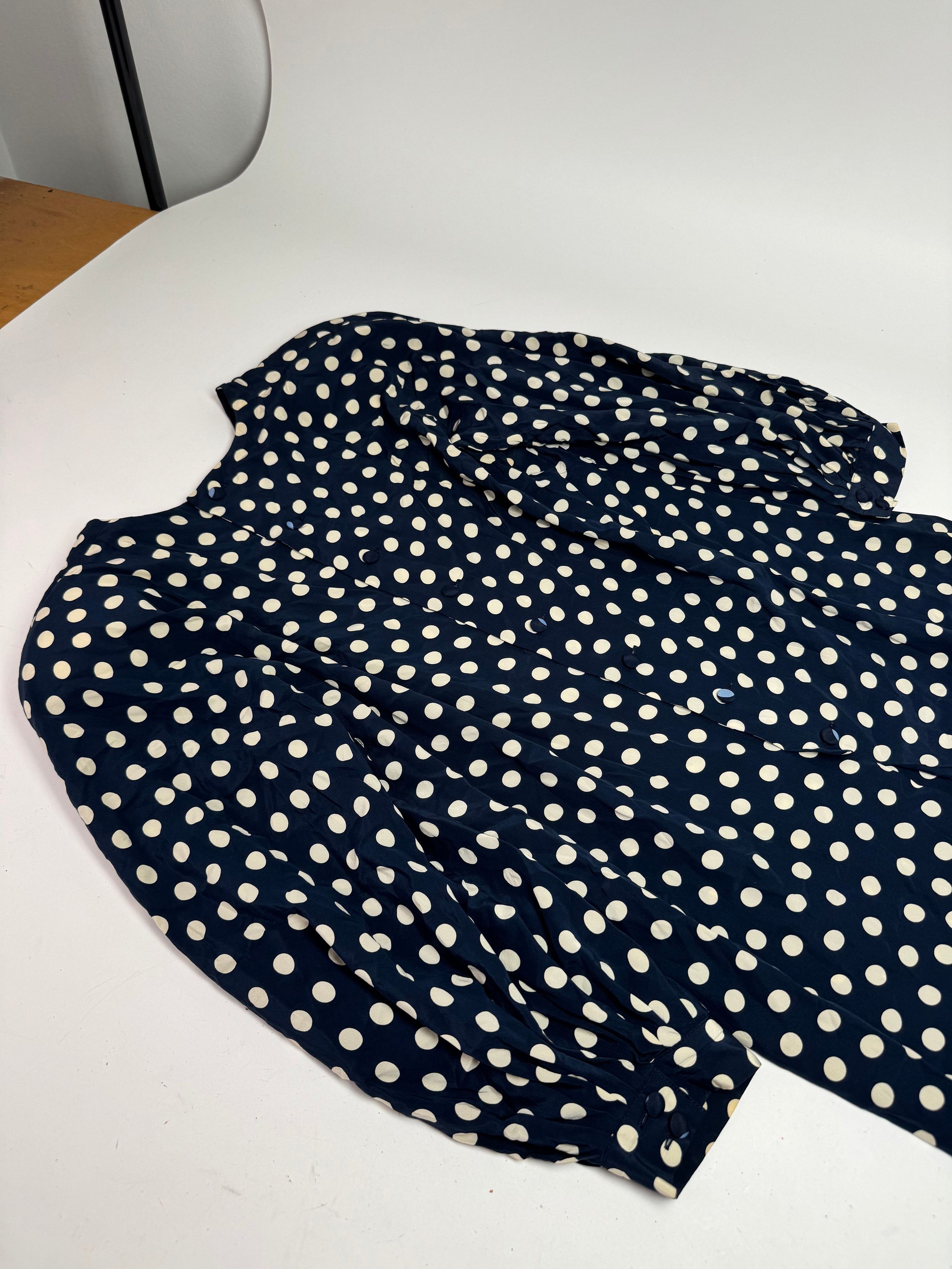 Dior Vintage polkadot Silk Dress navy White L Size M / US 6-8 / IT 42-44 - 5 Thumbnail