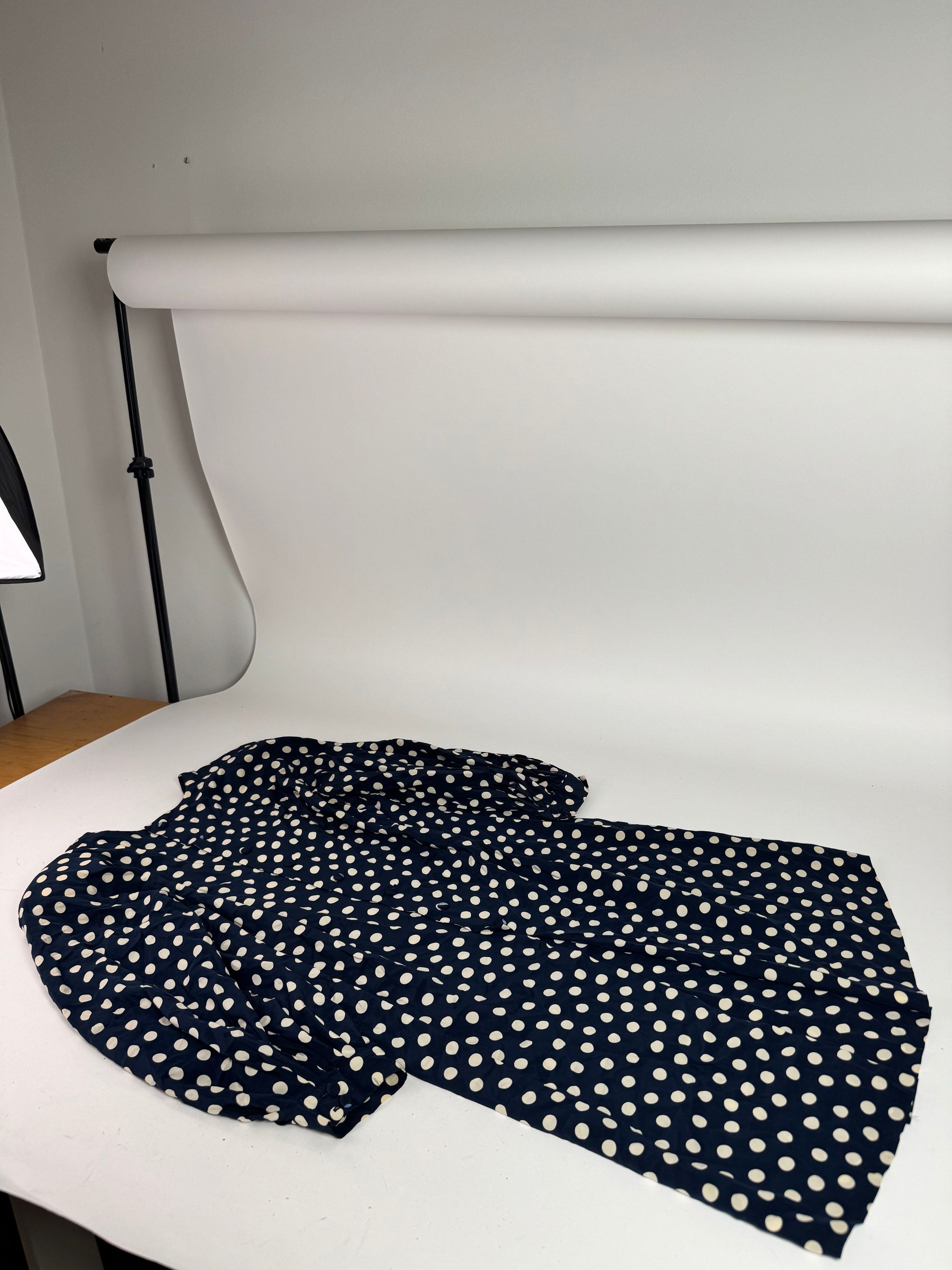 Dior Vintage polkadot Silk Dress navy White L Size M / US 6-8 / IT 42-44 - 4 Thumbnail