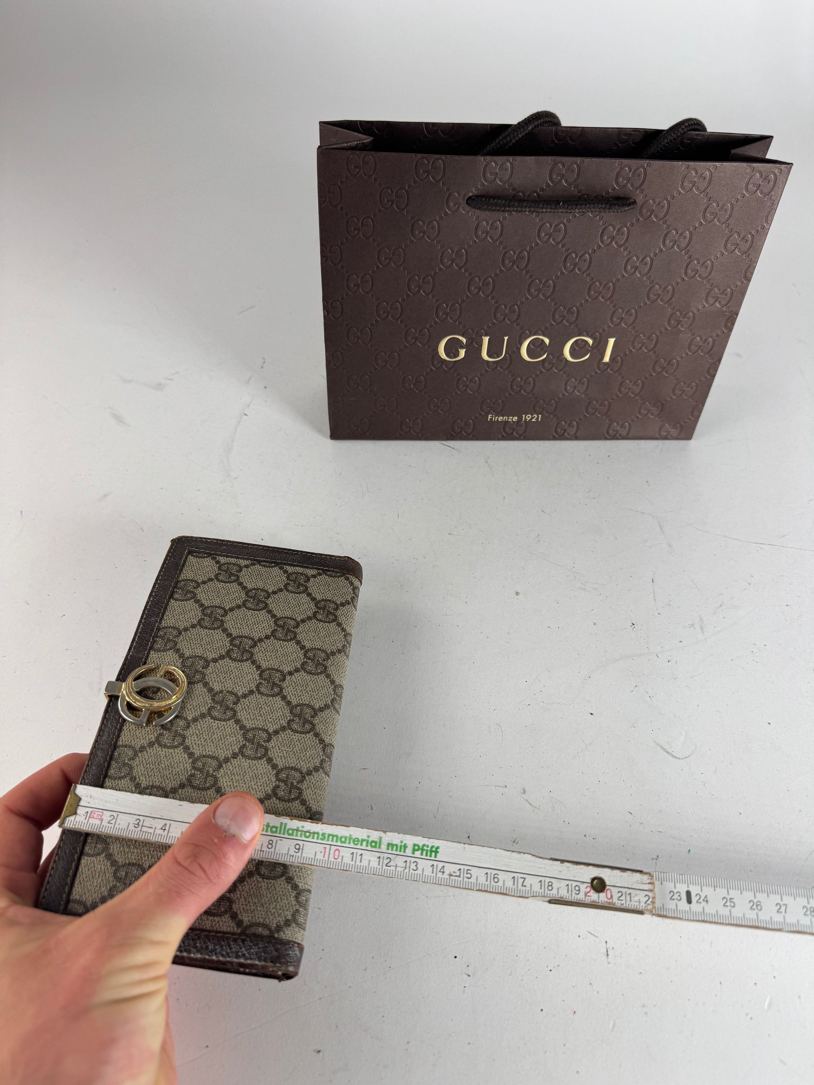Gucci Vintage Monogram Leather Wallet Grey Brown Size ONE SIZE - 10 Thumbnail