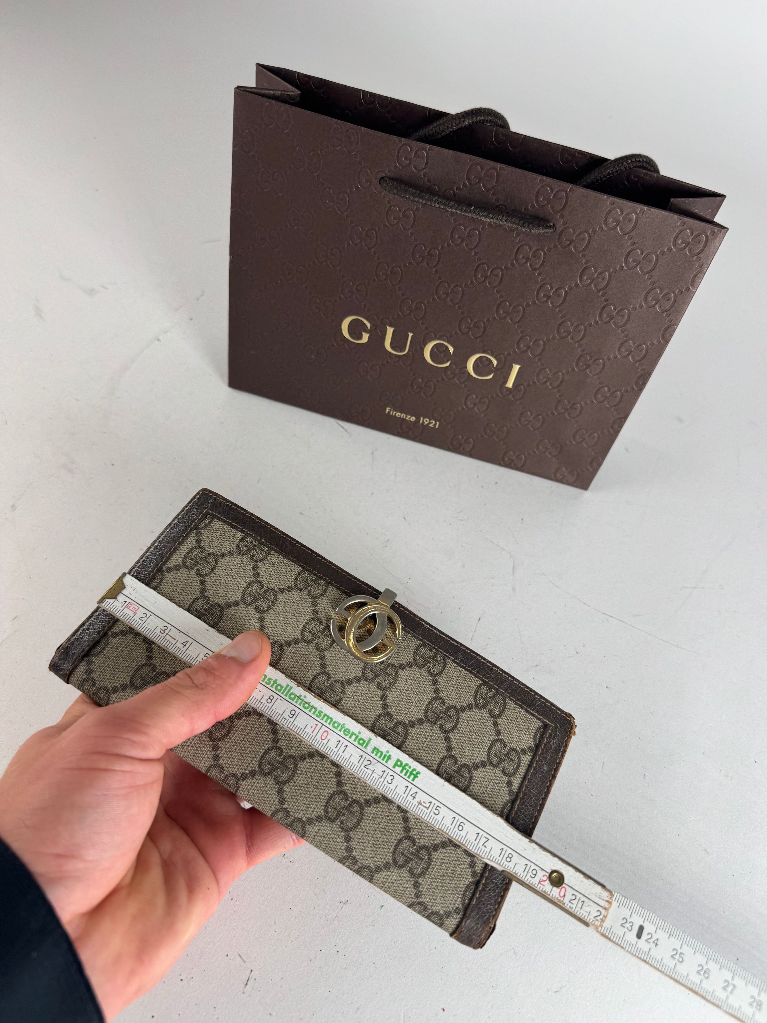 Gucci Vintage Monogram Leather Wallet Grey Brown Size ONE SIZE - 9 Thumbnail