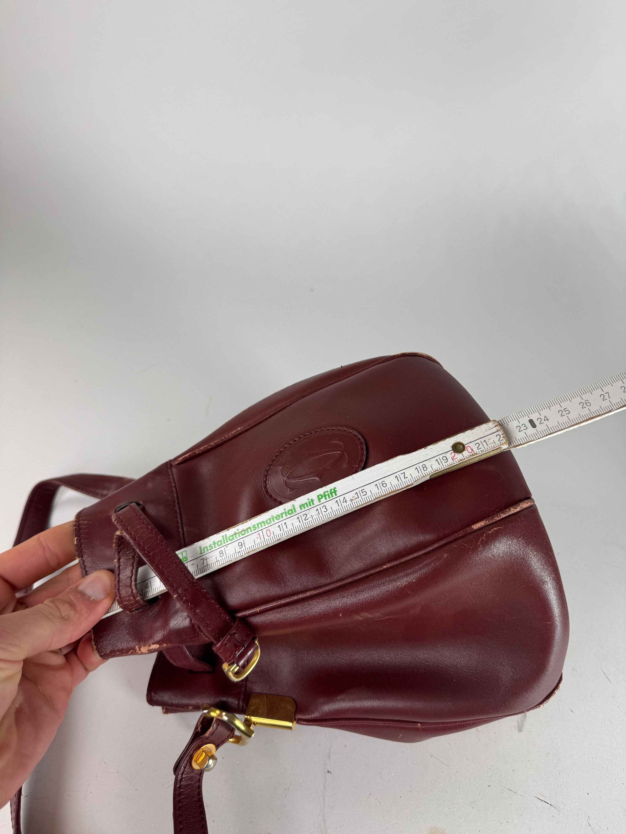 Cartier Vintage Leather Seau Bucket Bag Burgundy Size ONE SIZE - 9 Thumbnail