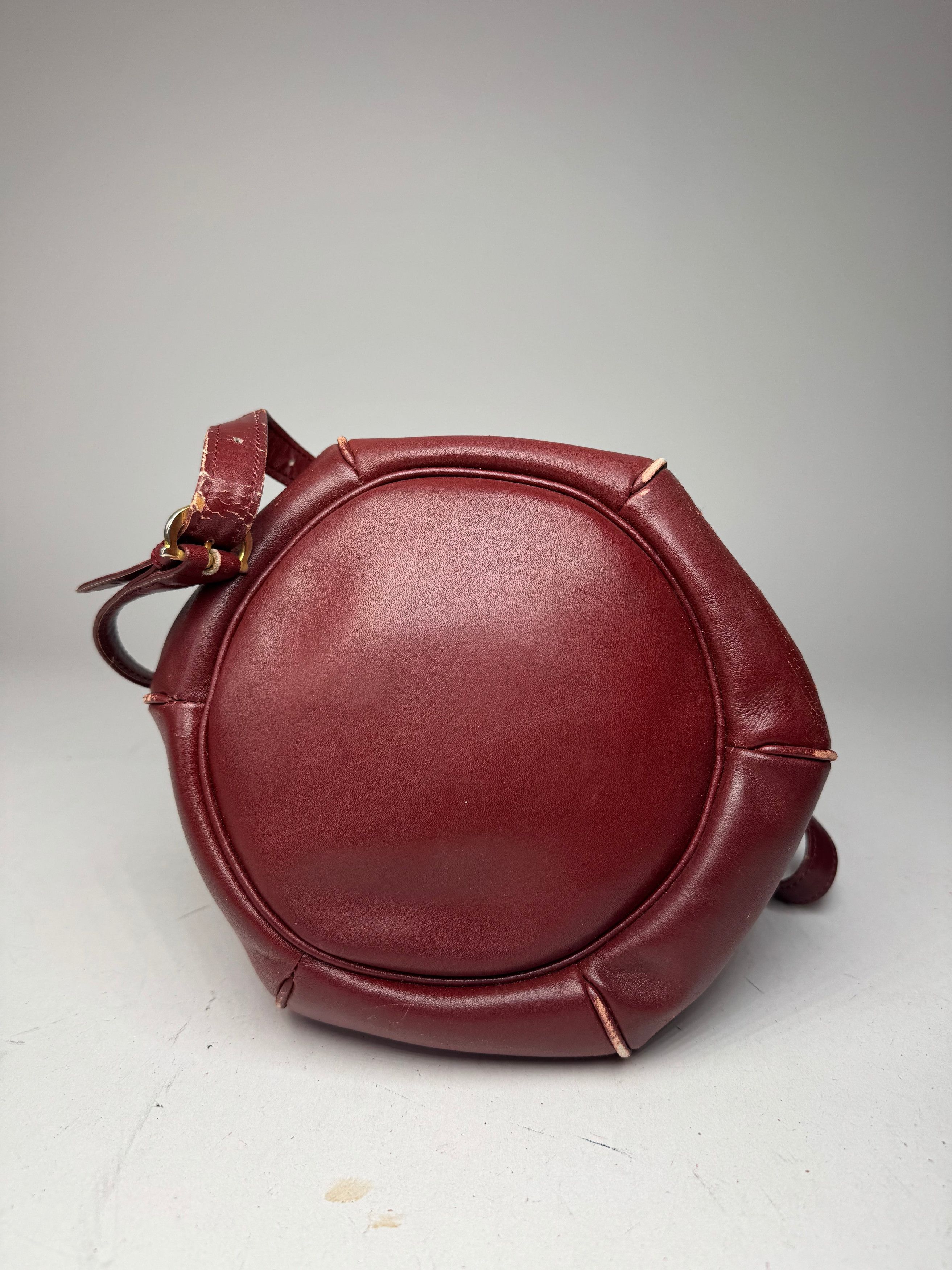 Cartier Vintage Leather Seau Bucket Bag Burgundy Size ONE SIZE - 8 Thumbnail