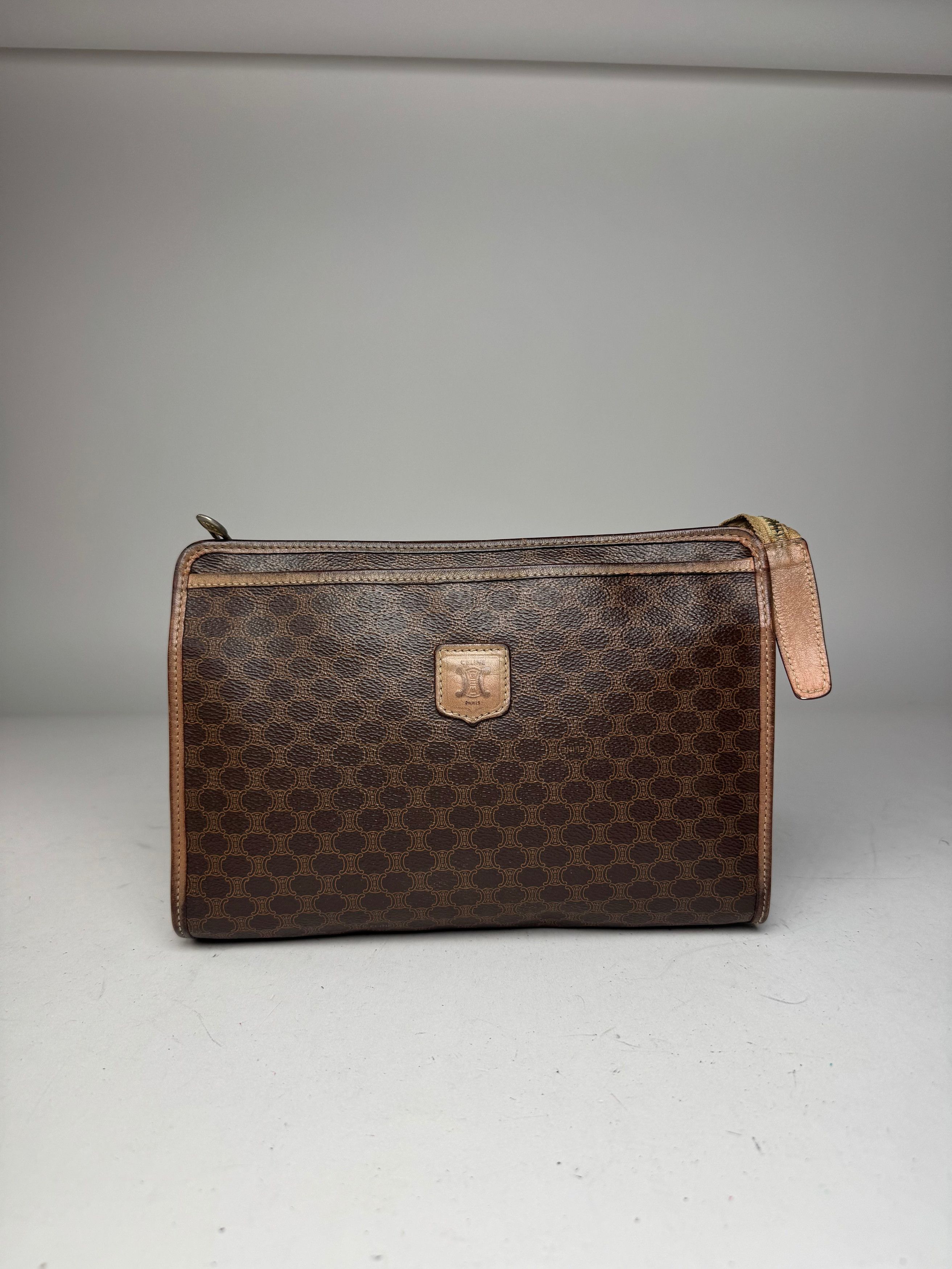 Celine Vintage Monogram Leather Clutch Brown Size ONE SIZE - 14 Thumbnail