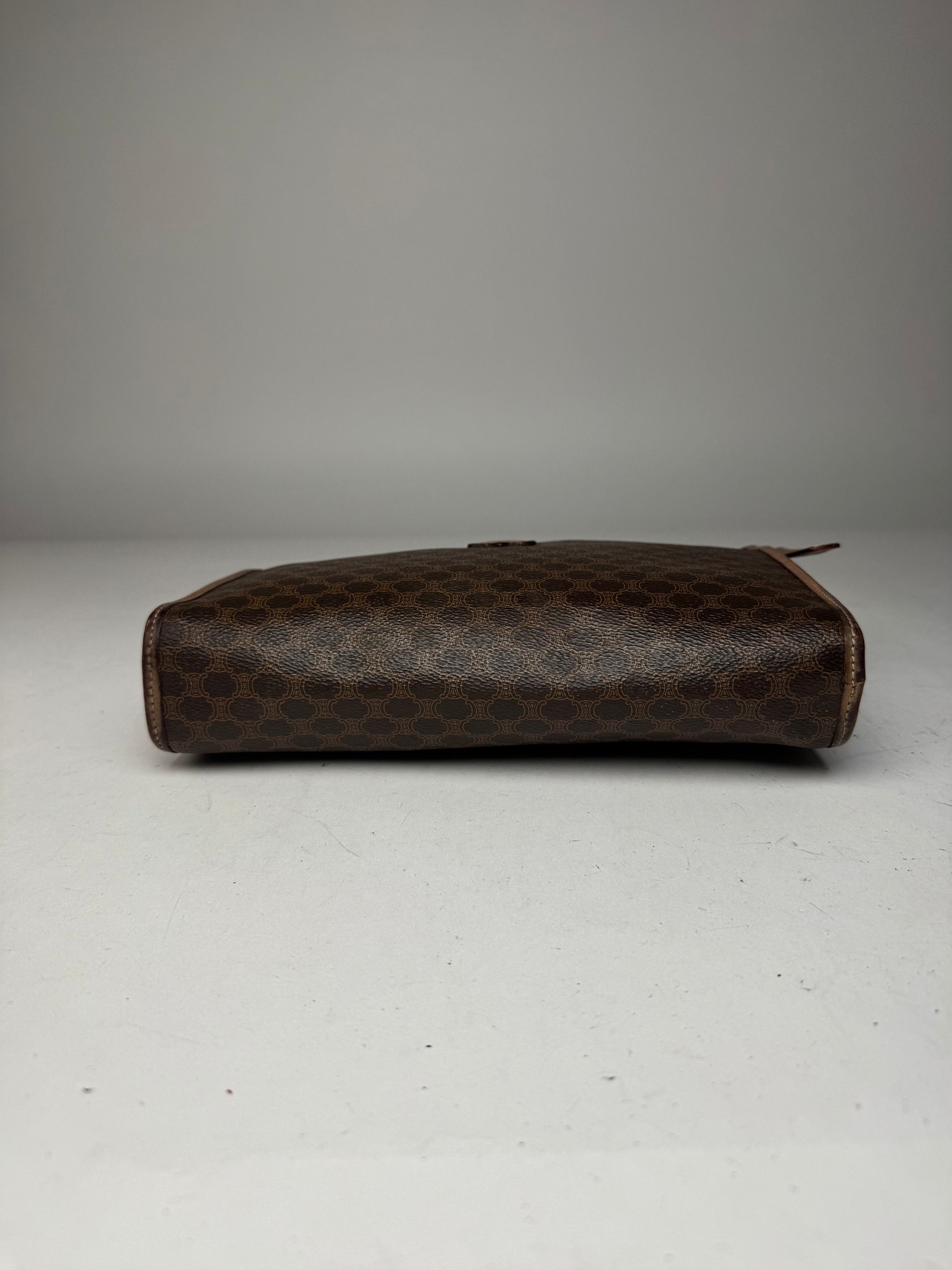 Celine Vintage Monogram Leather Clutch Brown Size ONE SIZE - 8 Thumbnail