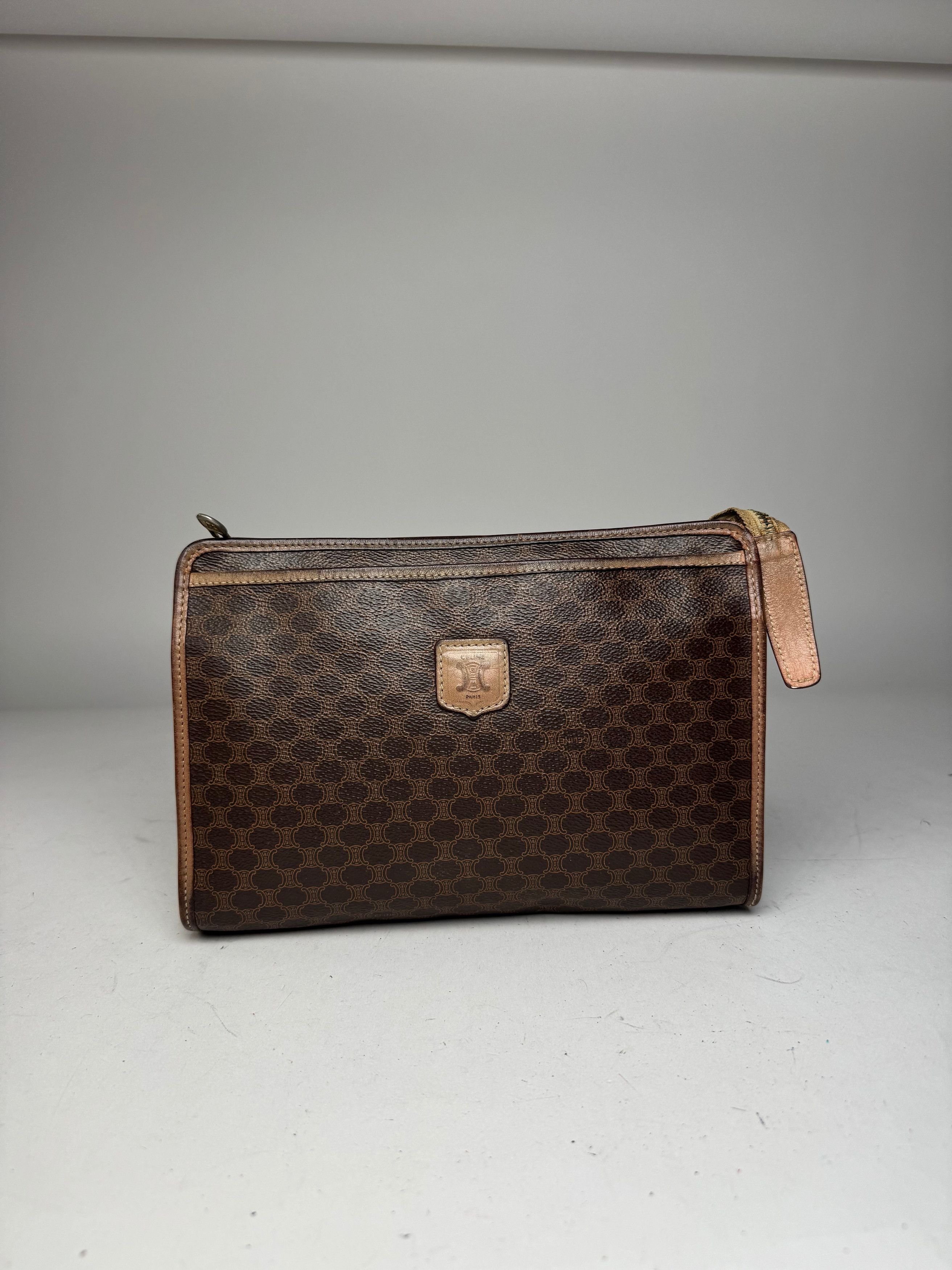 Celine Vintage Monogram Leather Clutch Brown Size ONE SIZE - 4 Thumbnail