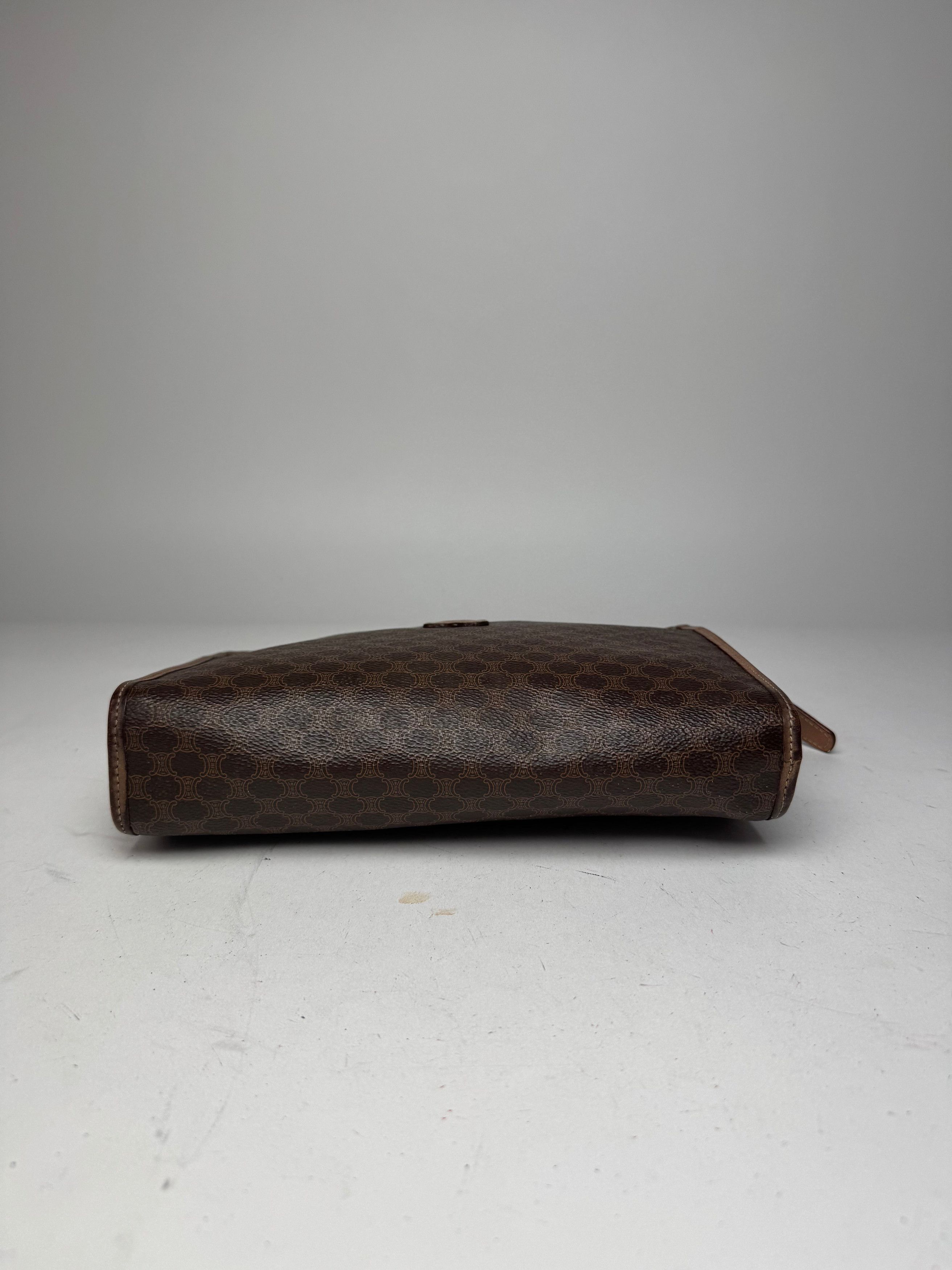 Celine Vintage Monogram Leather Clutch Brown Size ONE SIZE - 13 Thumbnail